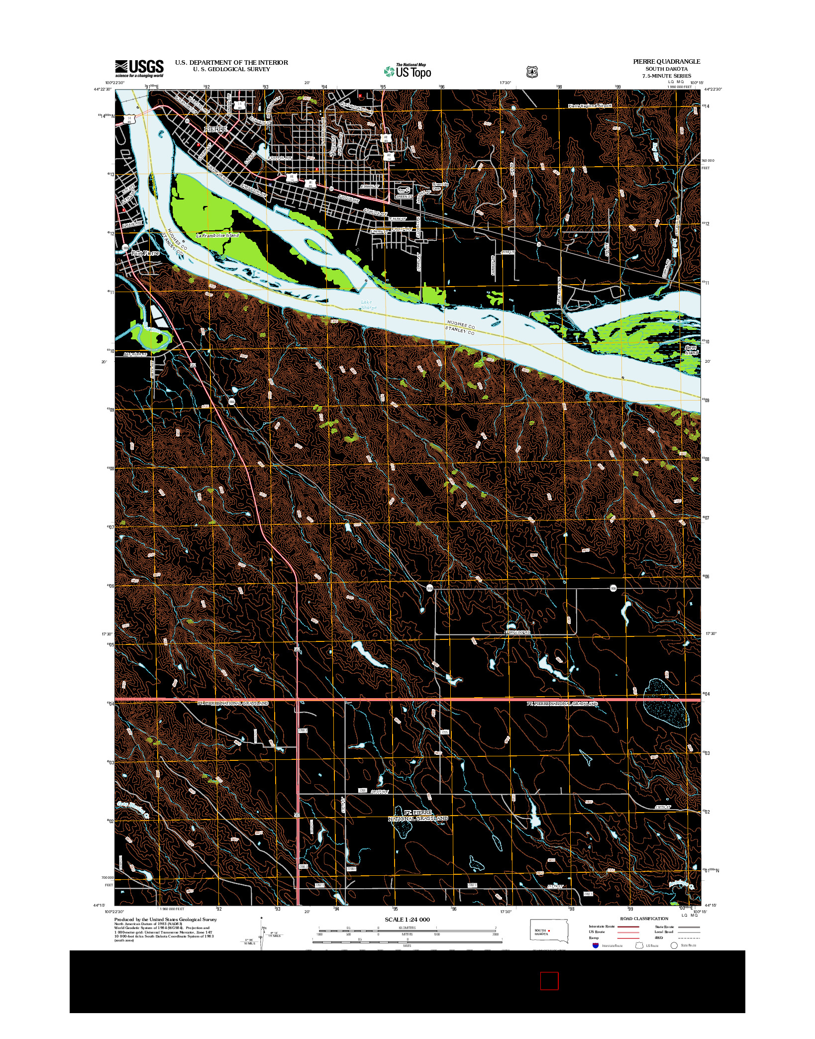 USGS US TOPO 7.5-MINUTE MAP FOR PIERRE, SD 2012