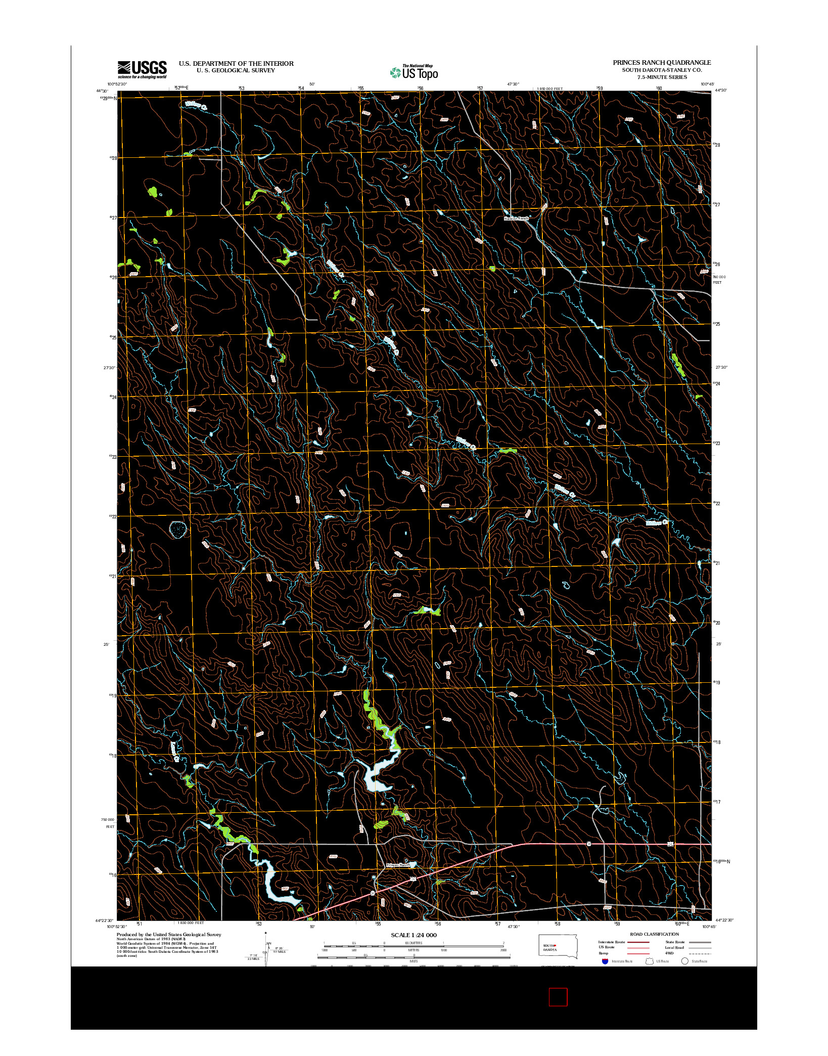 USGS US TOPO 7.5-MINUTE MAP FOR PRINCES RANCH, SD 2012