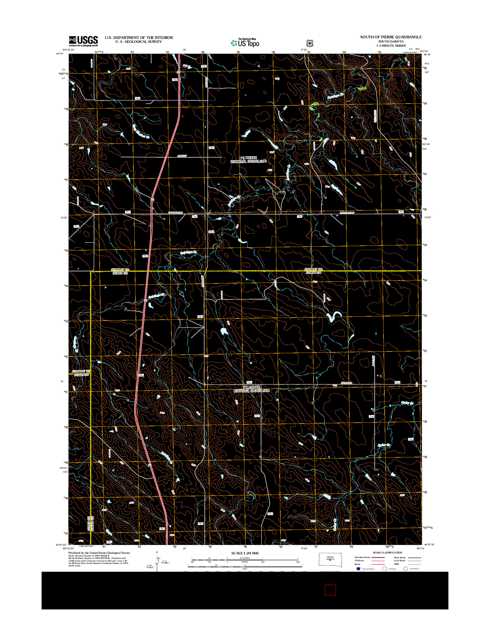 USGS US TOPO 7.5-MINUTE MAP FOR SOUTH OF PIERRE, SD 2012