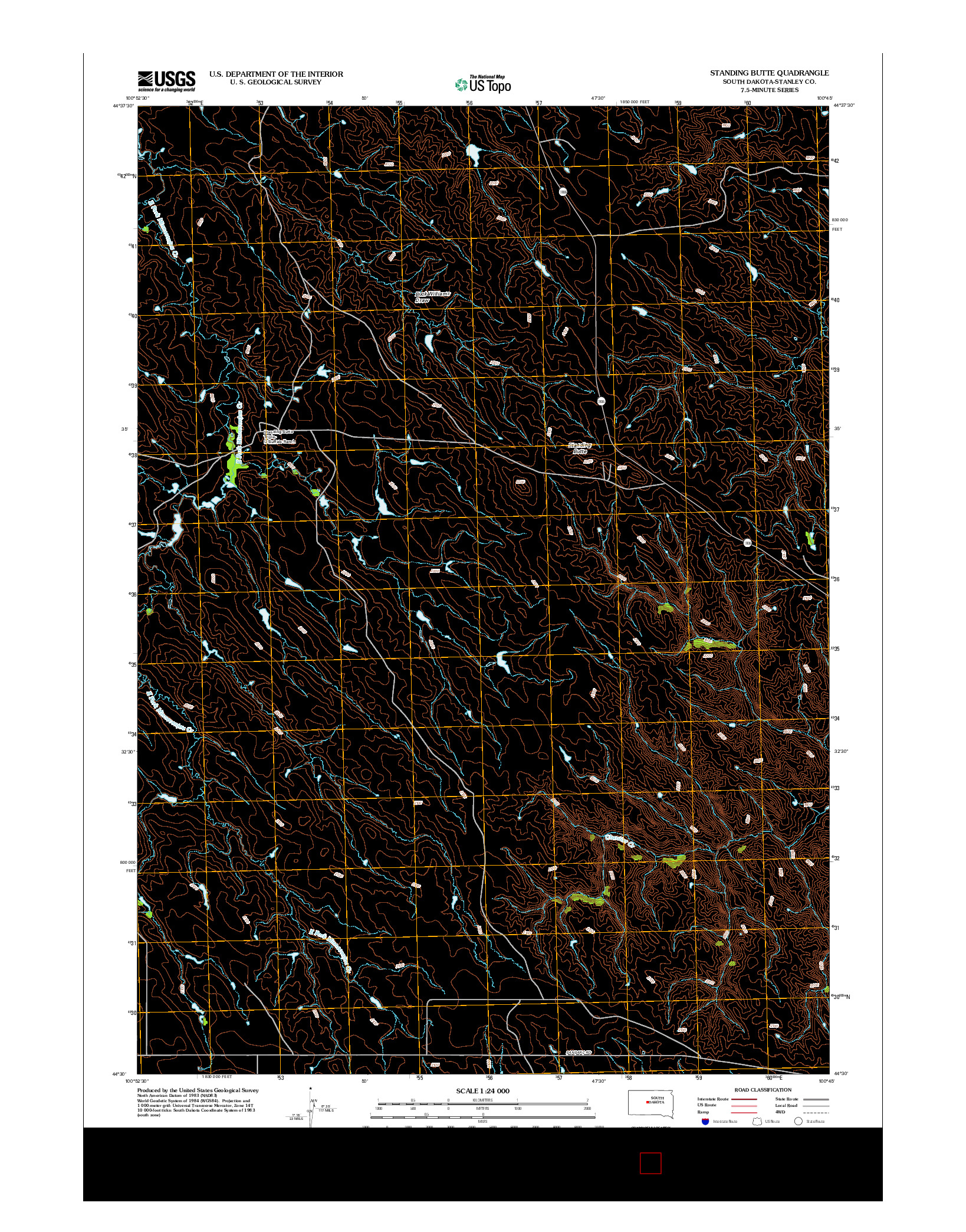 USGS US TOPO 7.5-MINUTE MAP FOR STANDING BUTTE, SD 2012