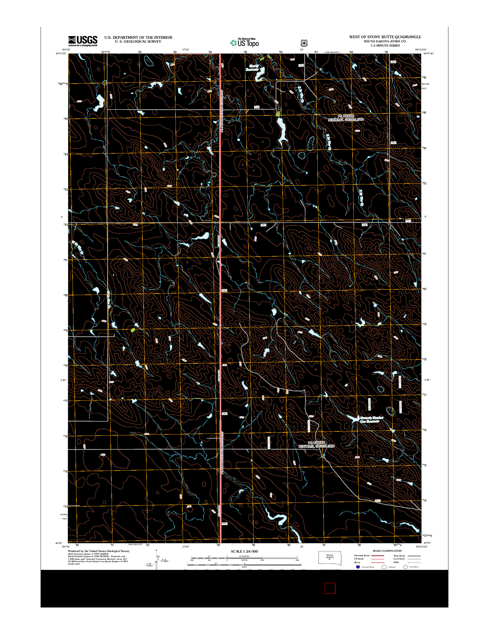 USGS US TOPO 7.5-MINUTE MAP FOR WEST OF STONY BUTTE, SD 2012