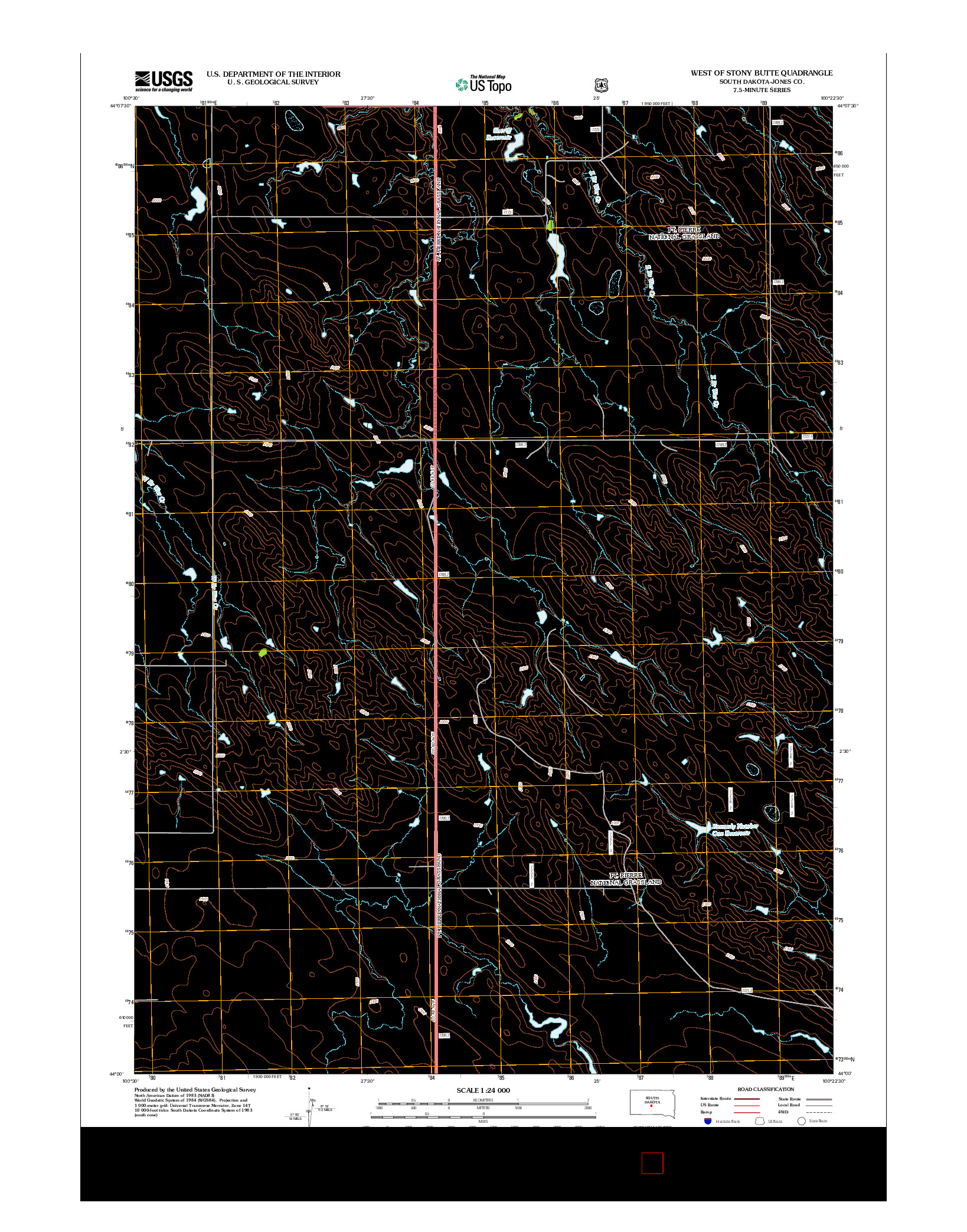 USGS US TOPO 7.5-MINUTE MAP FOR WEST OF STONY BUTTE, SD 2012