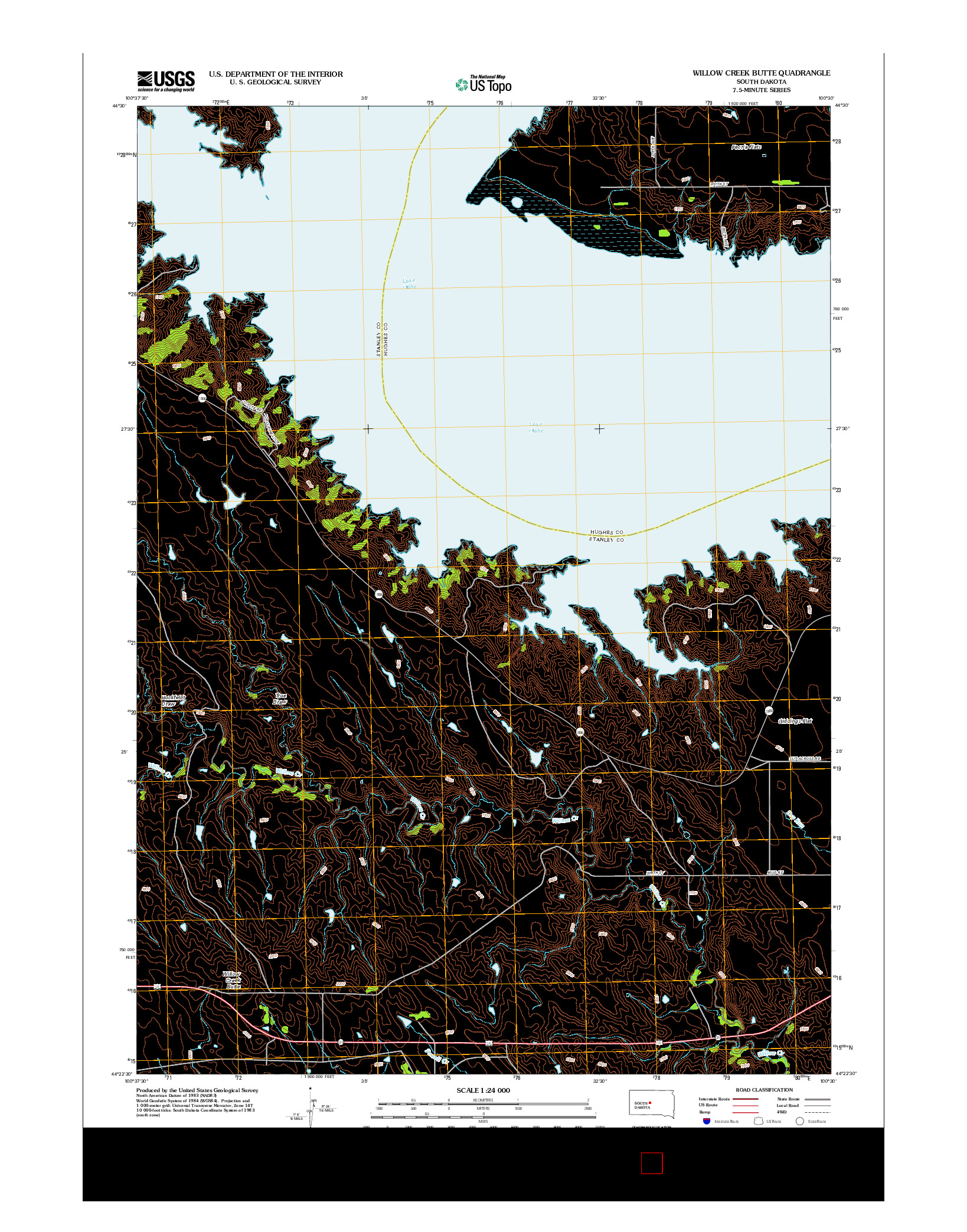 USGS US TOPO 7.5-MINUTE MAP FOR WILLOW CREEK BUTTE, SD 2012