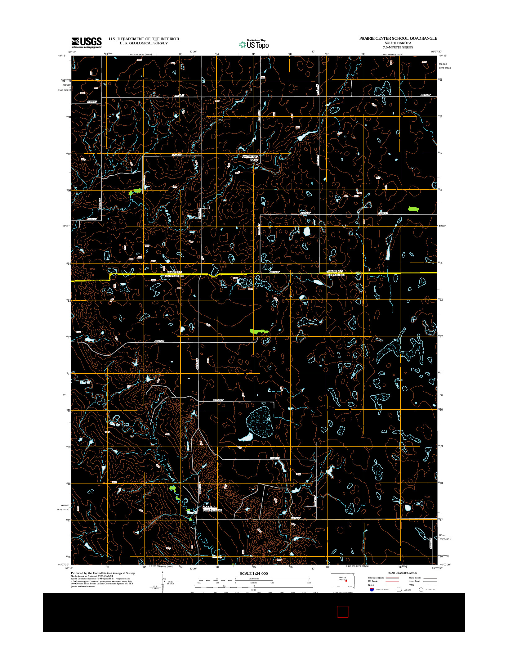 USGS US TOPO 7.5-MINUTE MAP FOR PRAIRIE CENTER SCHOOL, SD 2012