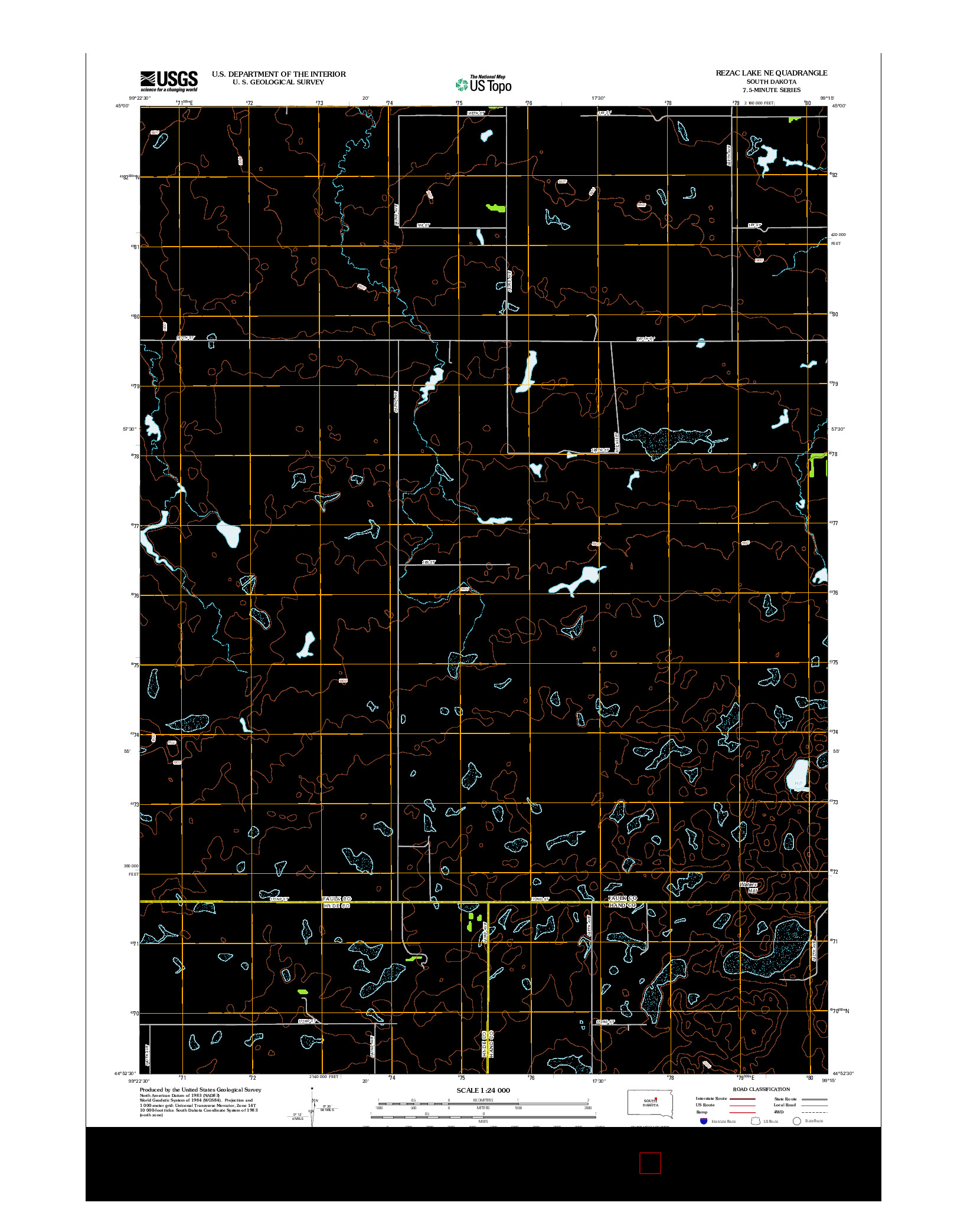 USGS US TOPO 7.5-MINUTE MAP FOR REZAC LAKE NE, SD 2012