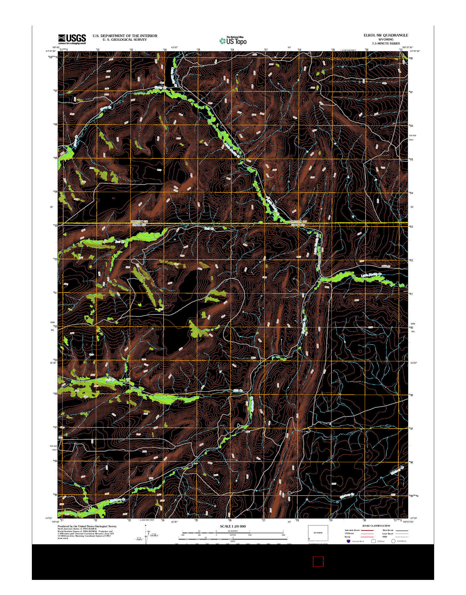 USGS US TOPO 7.5-MINUTE MAP FOR ELKOL SW, WY 2012