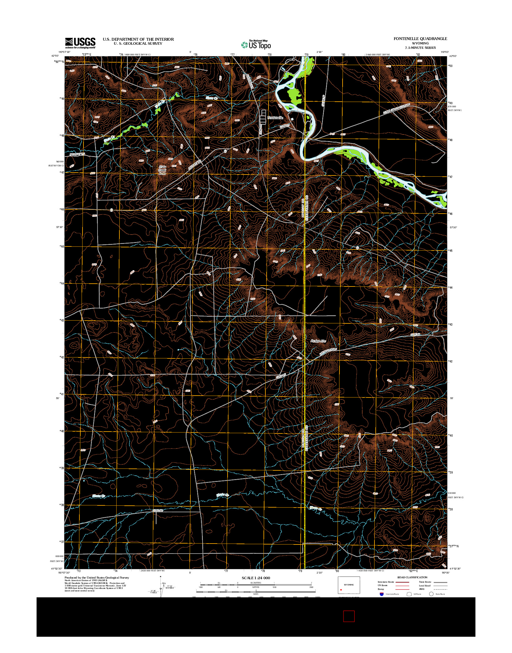 USGS US TOPO 7.5-MINUTE MAP FOR FONTENELLE, WY 2012