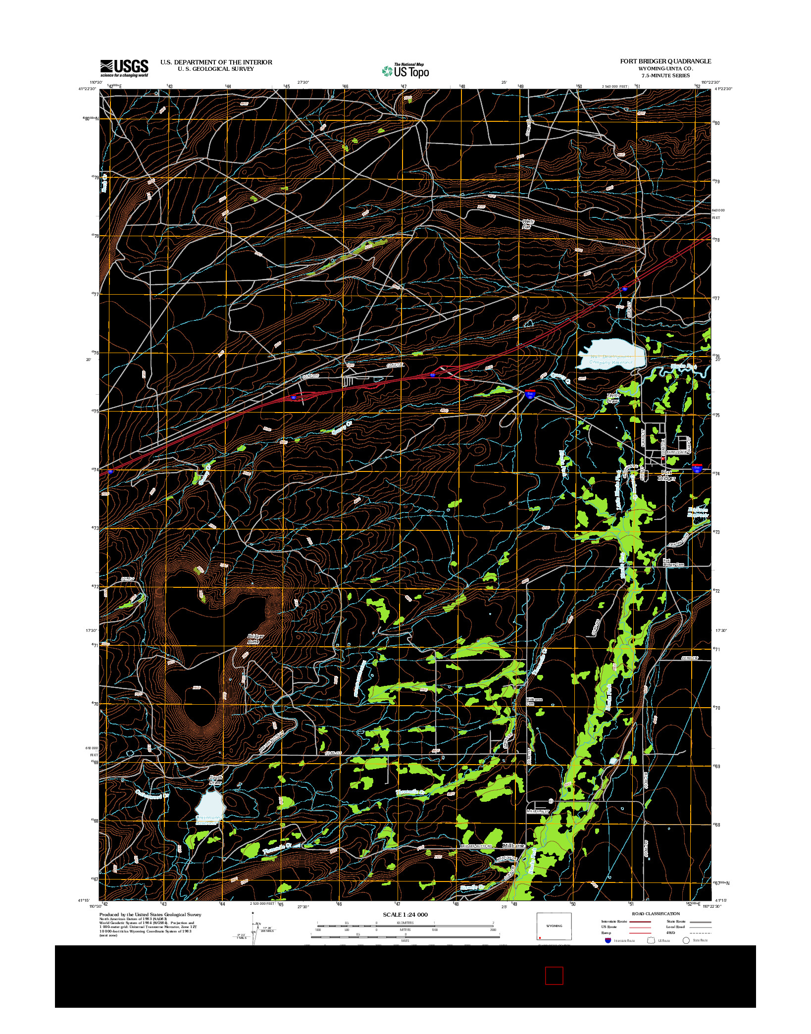 USGS US TOPO 7.5-MINUTE MAP FOR FORT BRIDGER, WY 2012