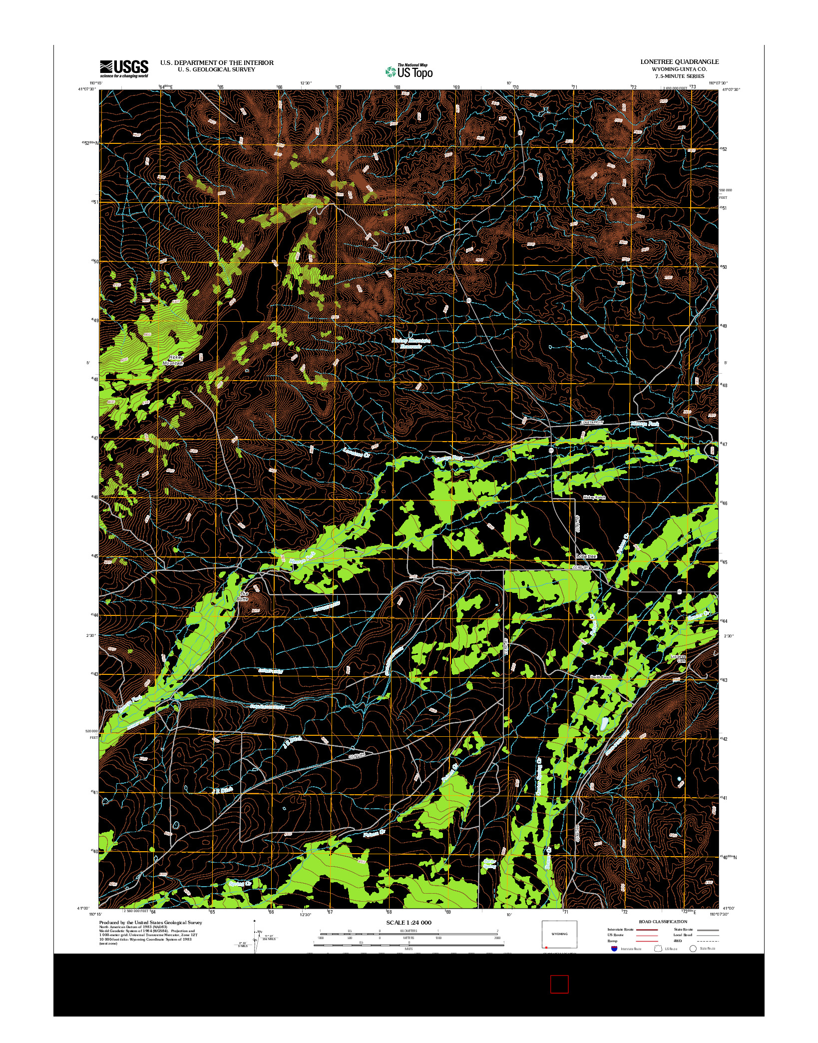 USGS US TOPO 7.5-MINUTE MAP FOR LONETREE, WY 2012
