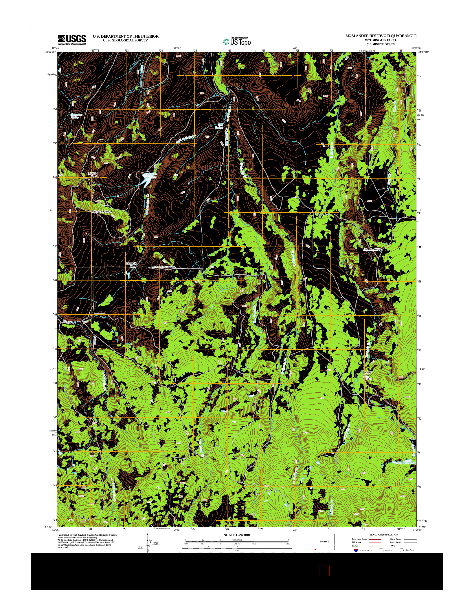USGS US TOPO 7.5-MINUTE MAP FOR MOSLANDER RESERVOIR, WY 2012