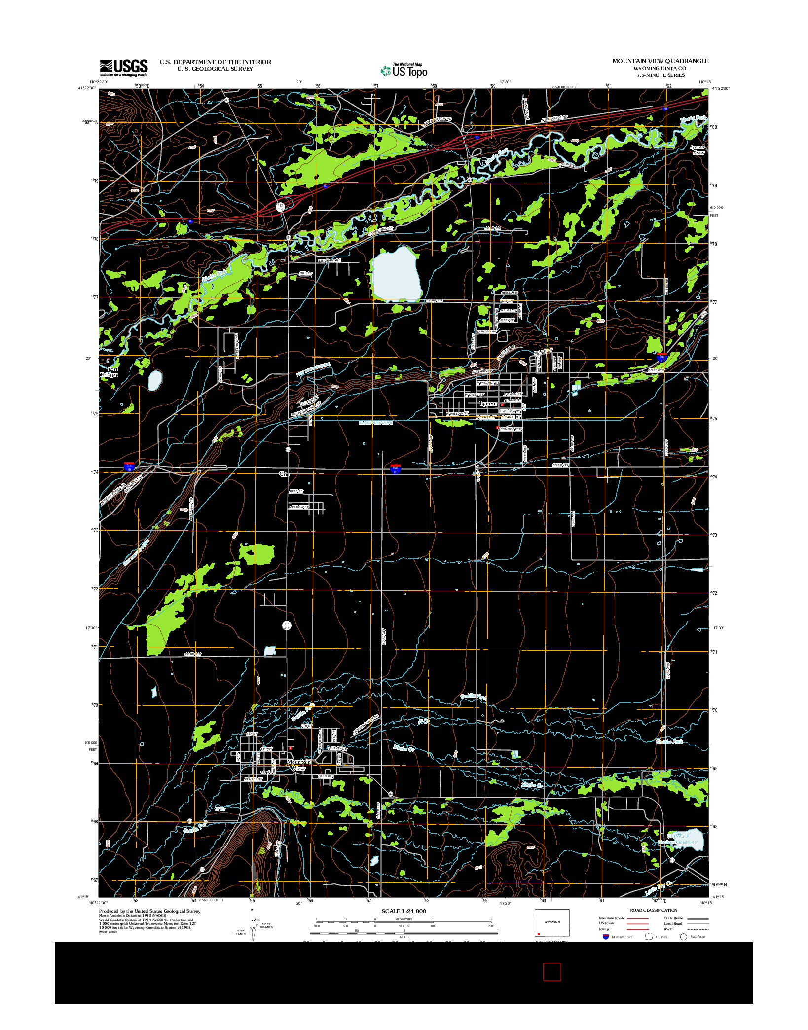 USGS US TOPO 7.5-MINUTE MAP FOR MOUNTAIN VIEW, WY 2012