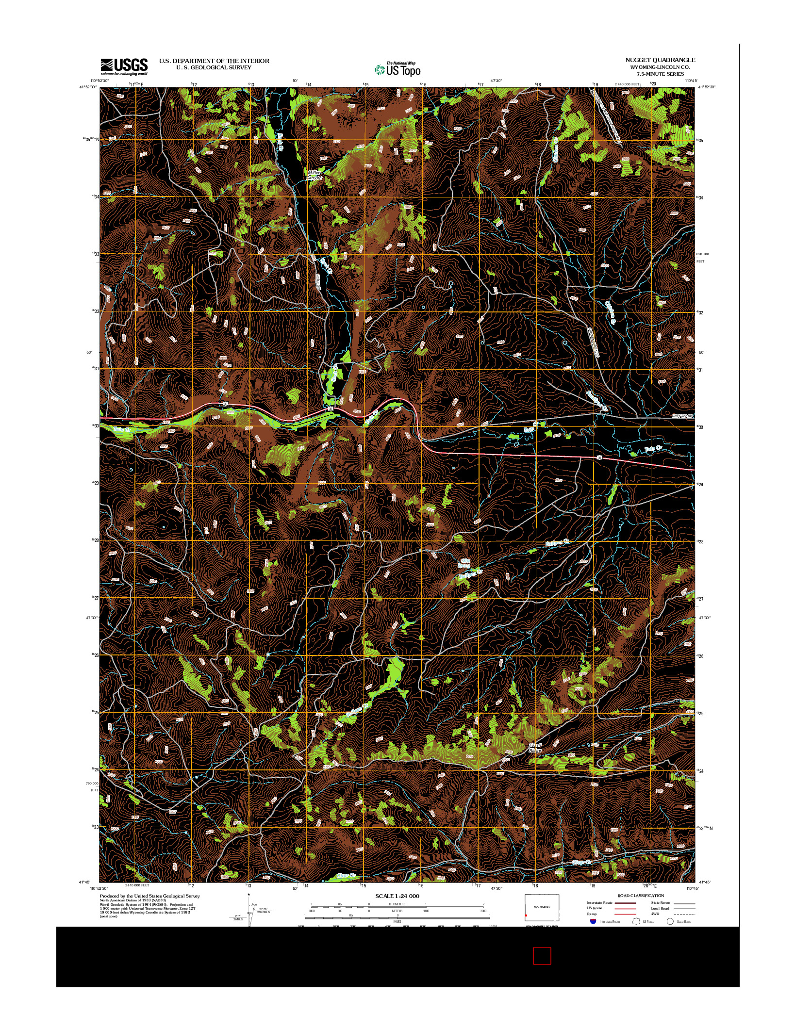 USGS US TOPO 7.5-MINUTE MAP FOR NUGGET, WY 2012