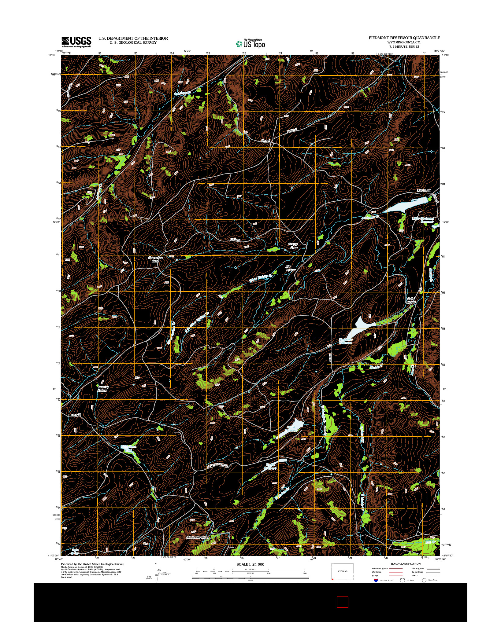 USGS US TOPO 7.5-MINUTE MAP FOR PIEDMONT RESERVOIR, WY 2012