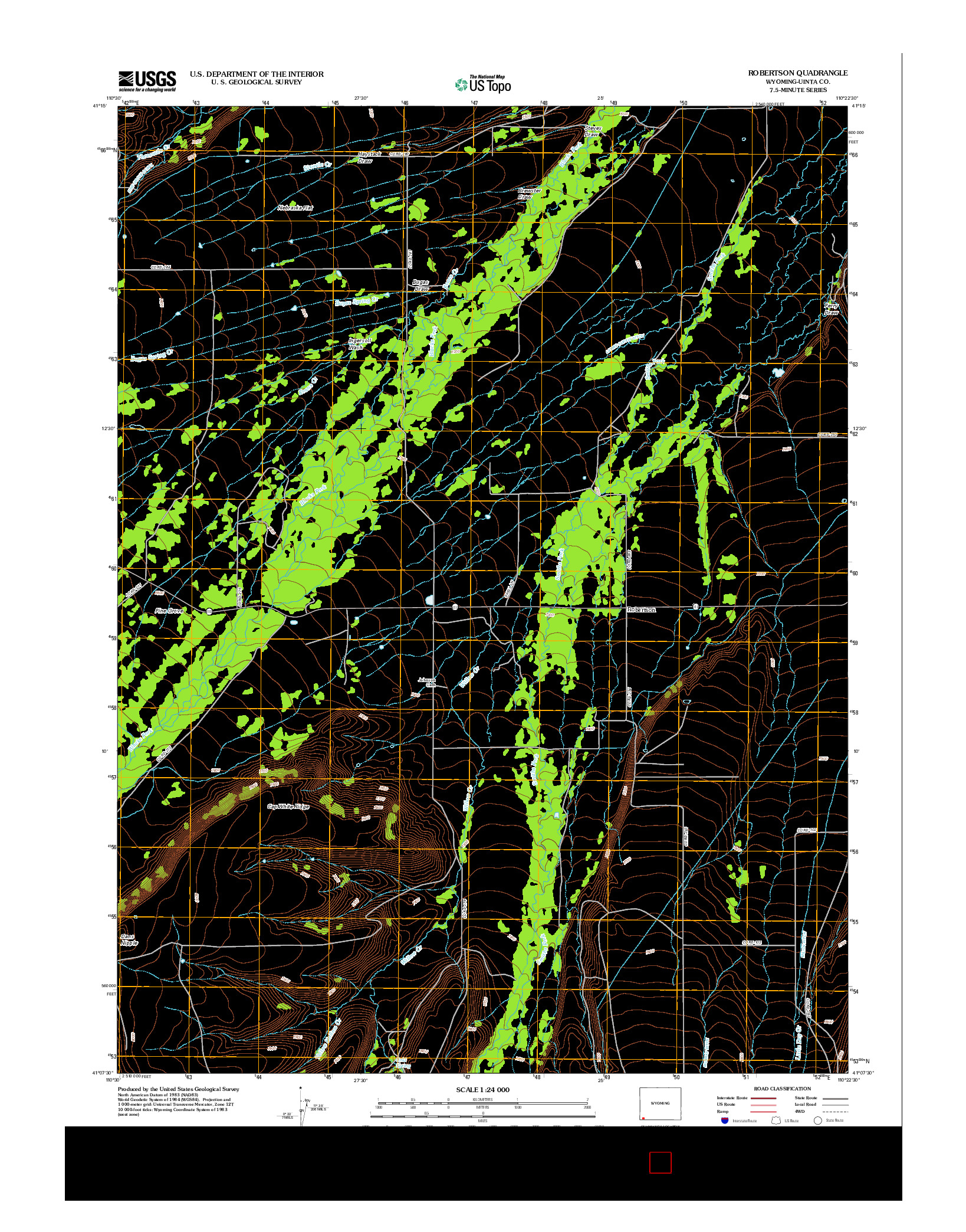 USGS US TOPO 7.5-MINUTE MAP FOR ROBERTSON, WY 2012