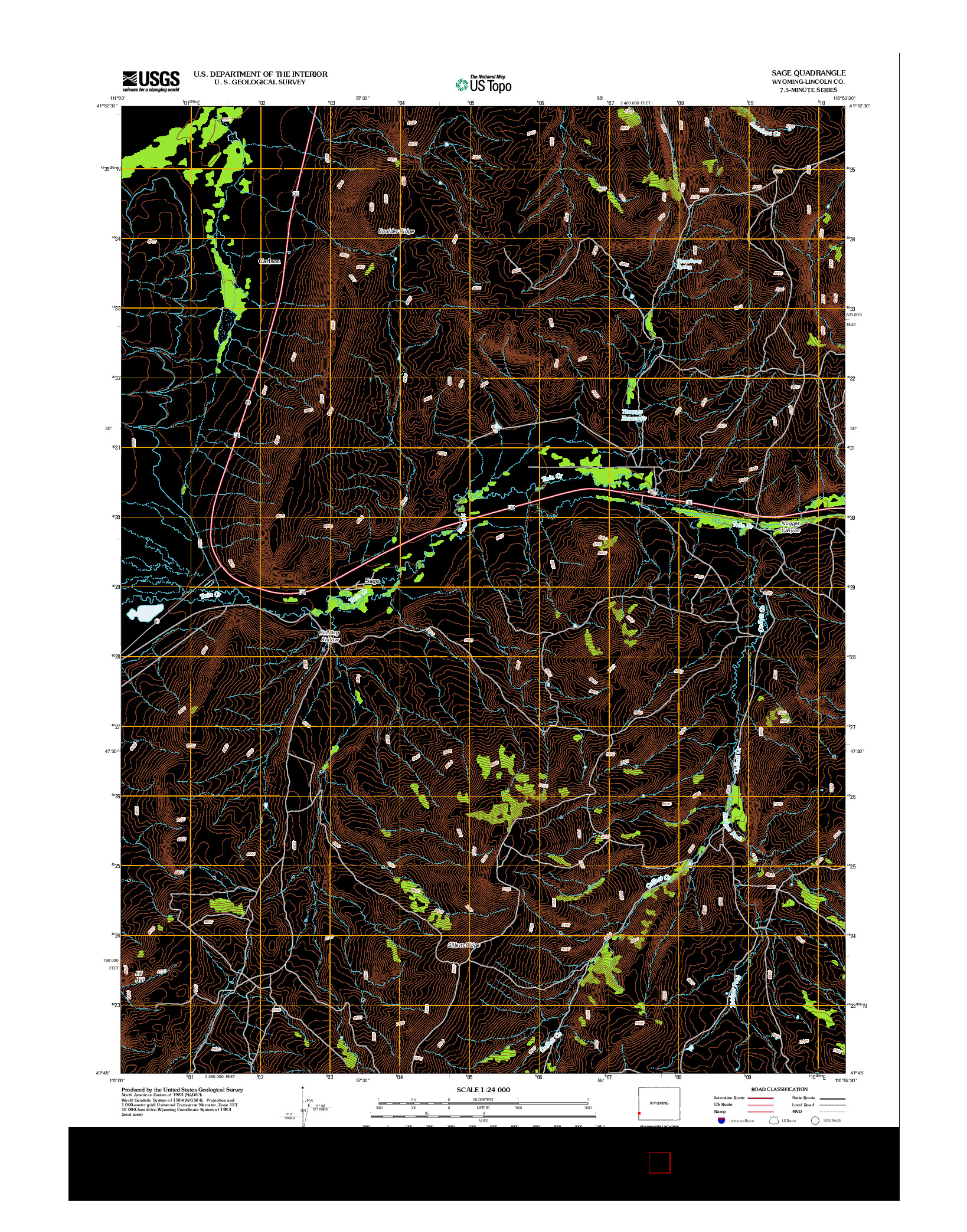 USGS US TOPO 7.5-MINUTE MAP FOR SAGE, WY 2012