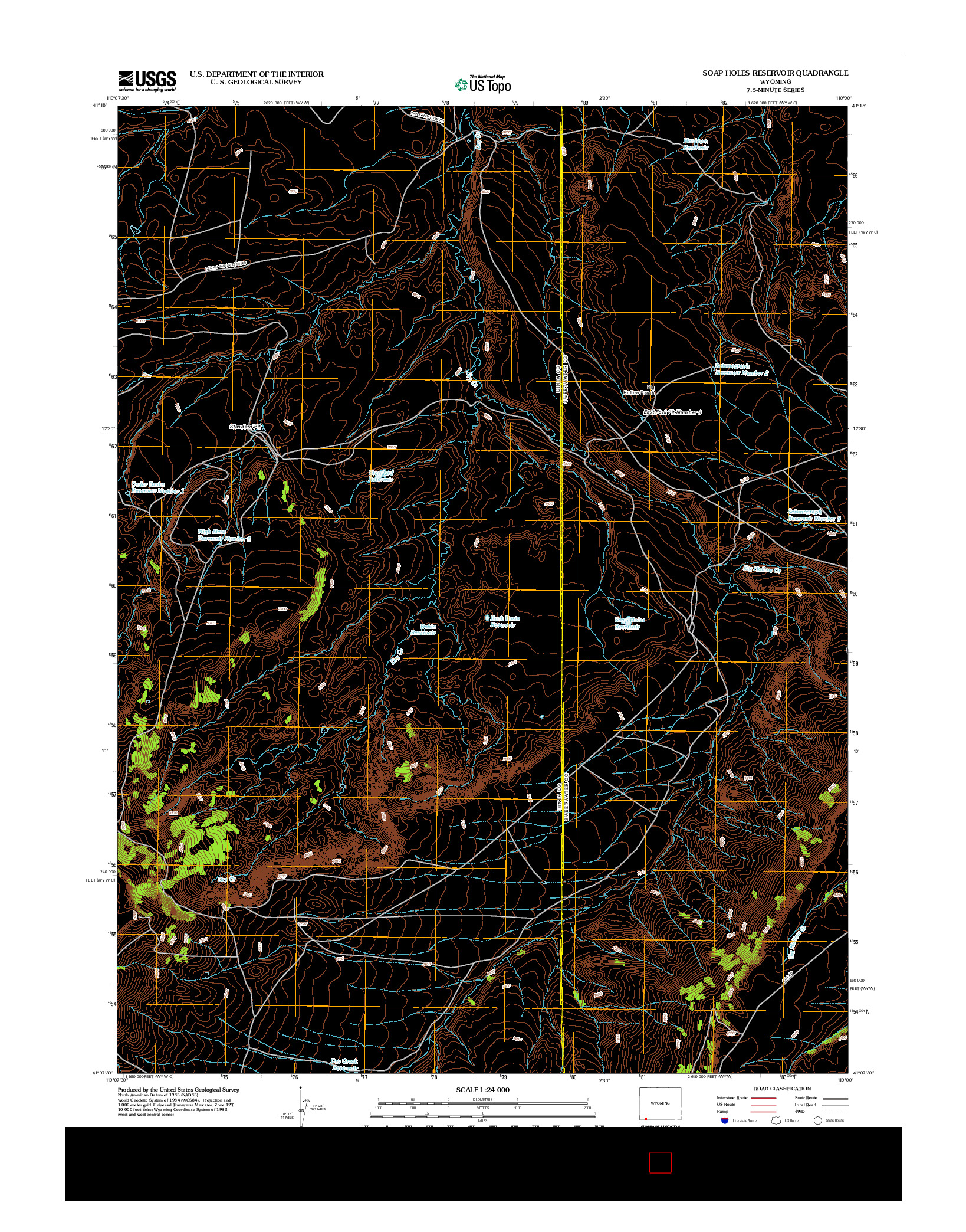 USGS US TOPO 7.5-MINUTE MAP FOR SOAP HOLES RESERVOIR, WY 2012