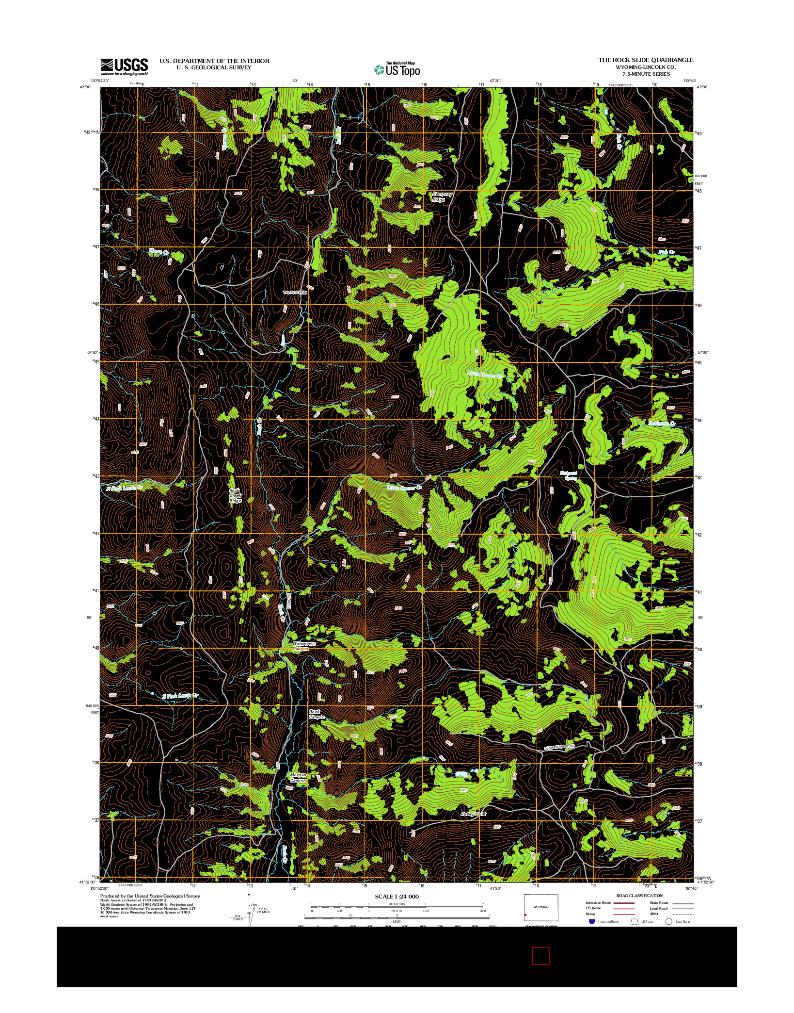 USGS US TOPO 7.5-MINUTE MAP FOR THE ROCK SLIDE, WY 2012