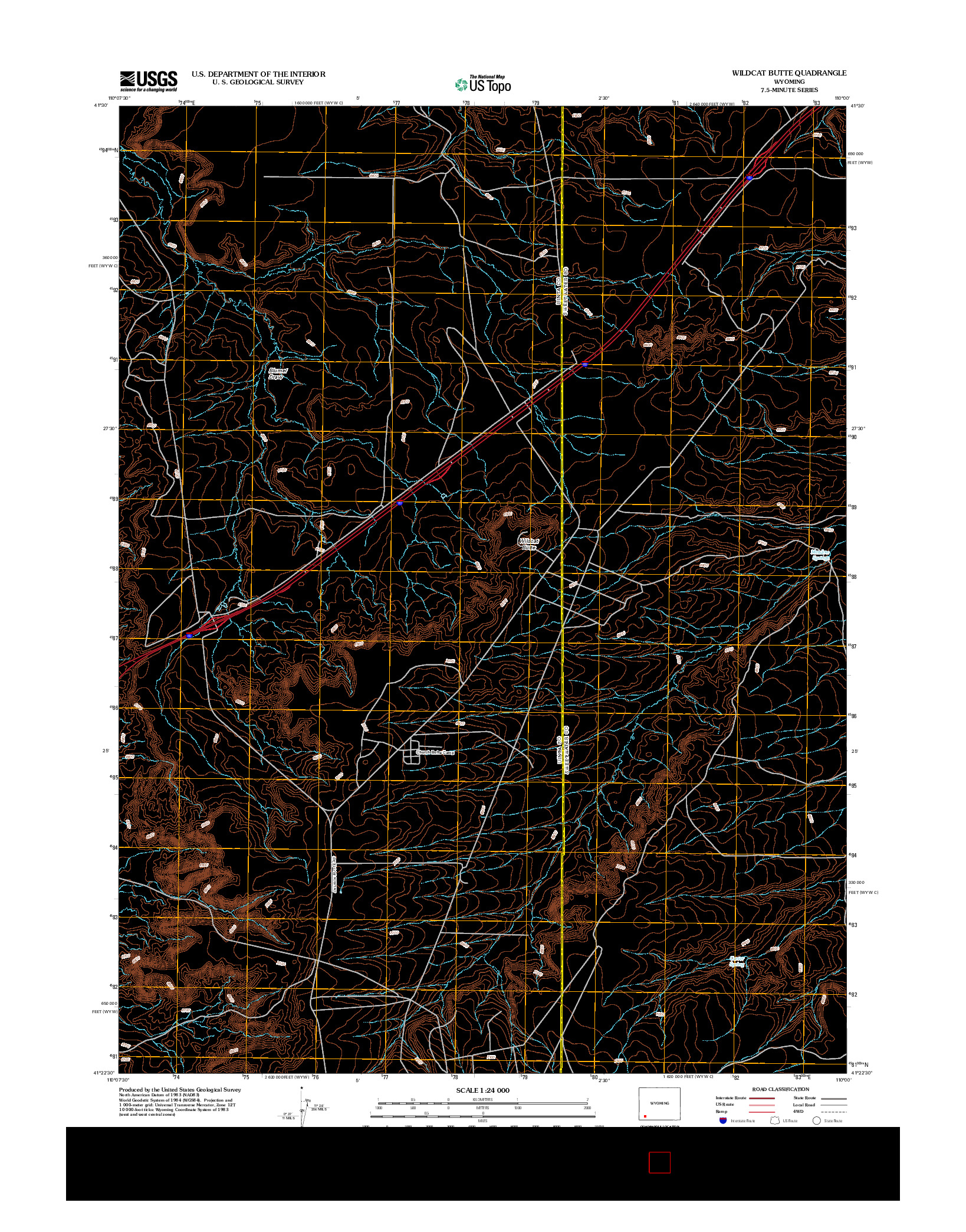 USGS US TOPO 7.5-MINUTE MAP FOR WILDCAT BUTTE, WY 2012