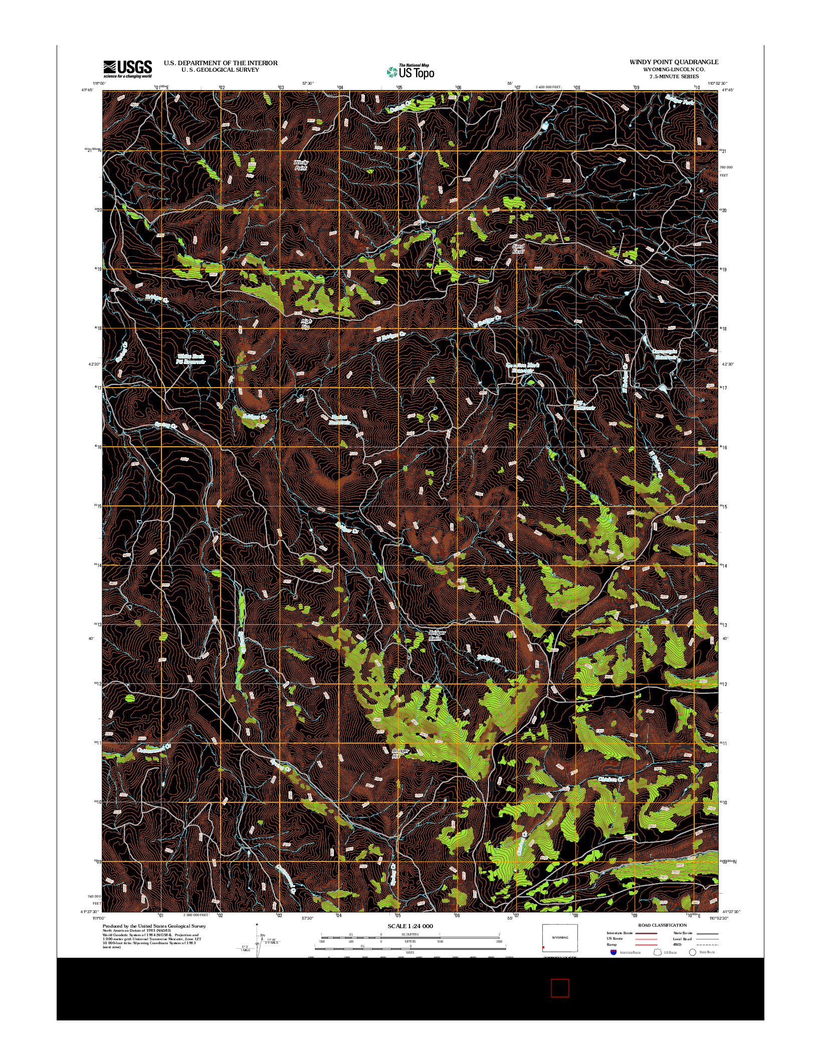 USGS US TOPO 7.5-MINUTE MAP FOR WINDY POINT, WY 2012