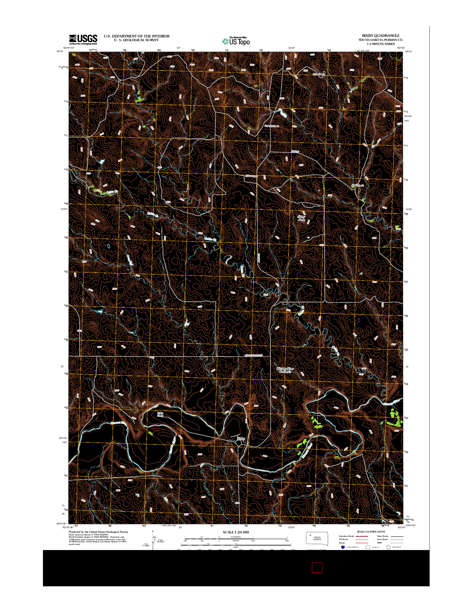 USGS US TOPO 7.5-MINUTE MAP FOR BIXBY, SD 2012