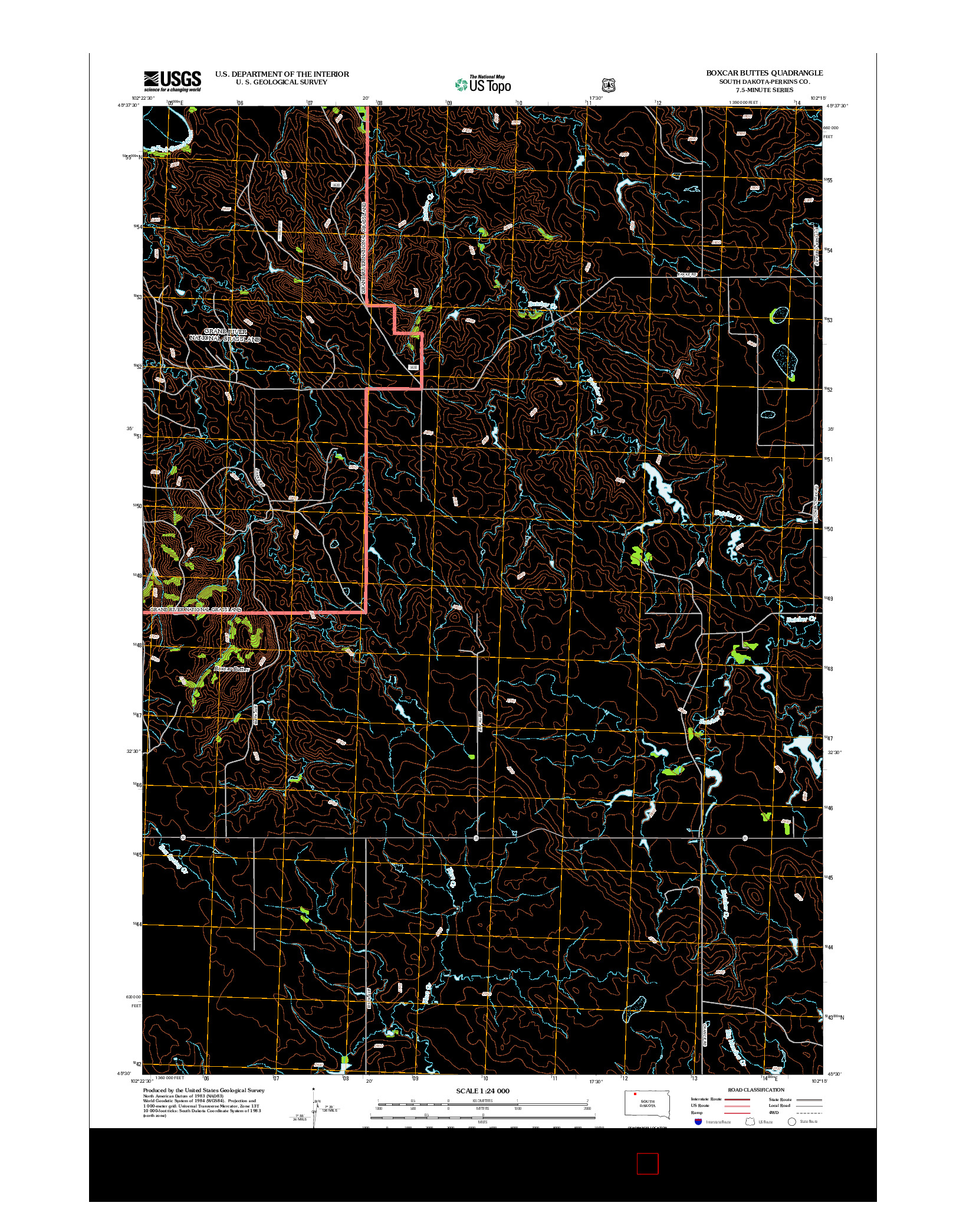 USGS US TOPO 7.5-MINUTE MAP FOR BOXCAR BUTTES, SD 2012