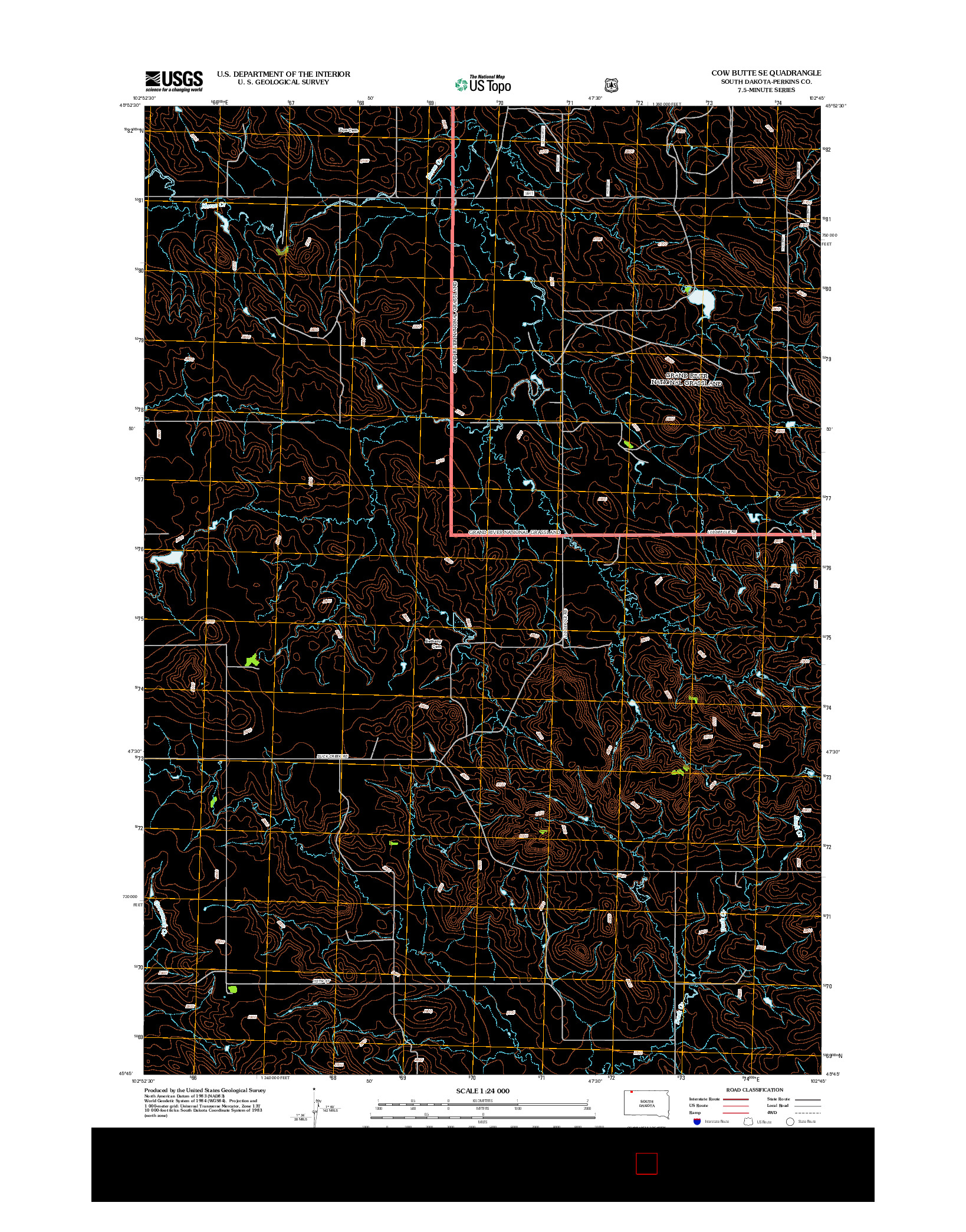 USGS US TOPO 7.5-MINUTE MAP FOR COW BUTTE SE, SD 2012