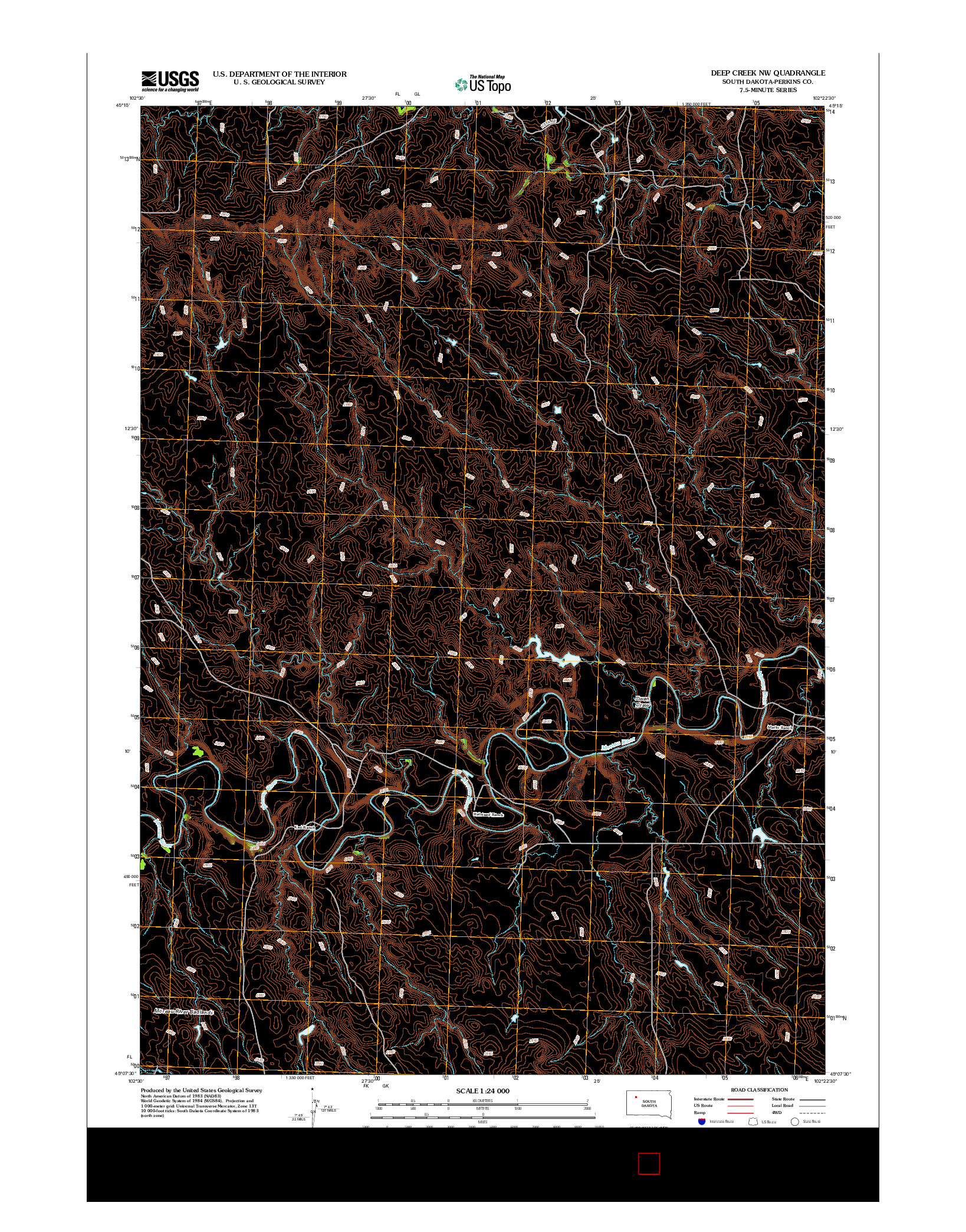 USGS US TOPO 7.5-MINUTE MAP FOR DEEP CREEK NW, SD 2012