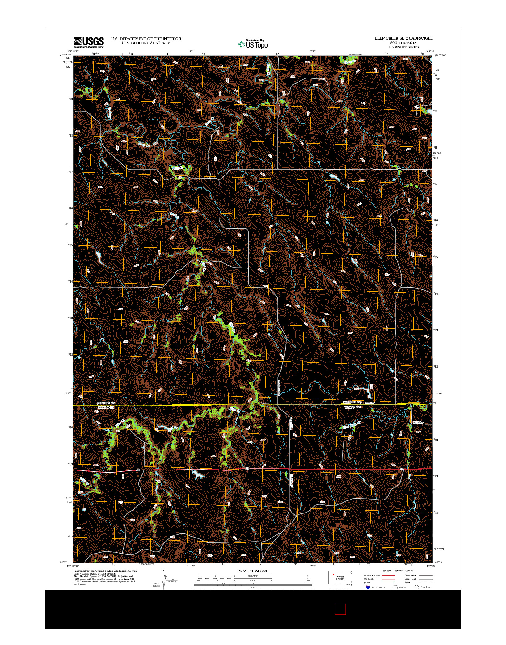 USGS US TOPO 7.5-MINUTE MAP FOR DEEP CREEK SE, SD 2012