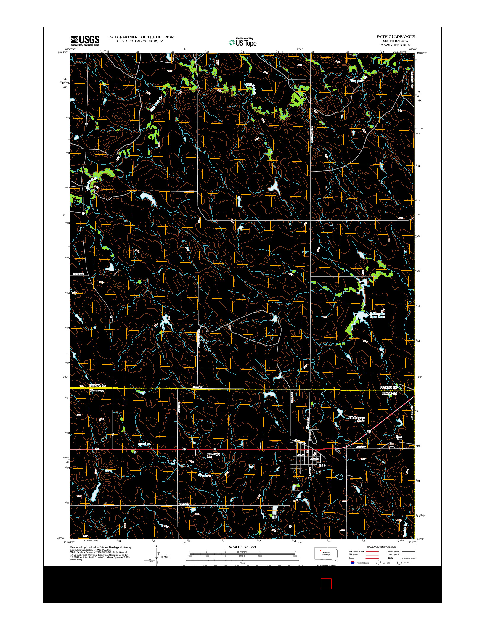 USGS US TOPO 7.5-MINUTE MAP FOR FAITH, SD 2012