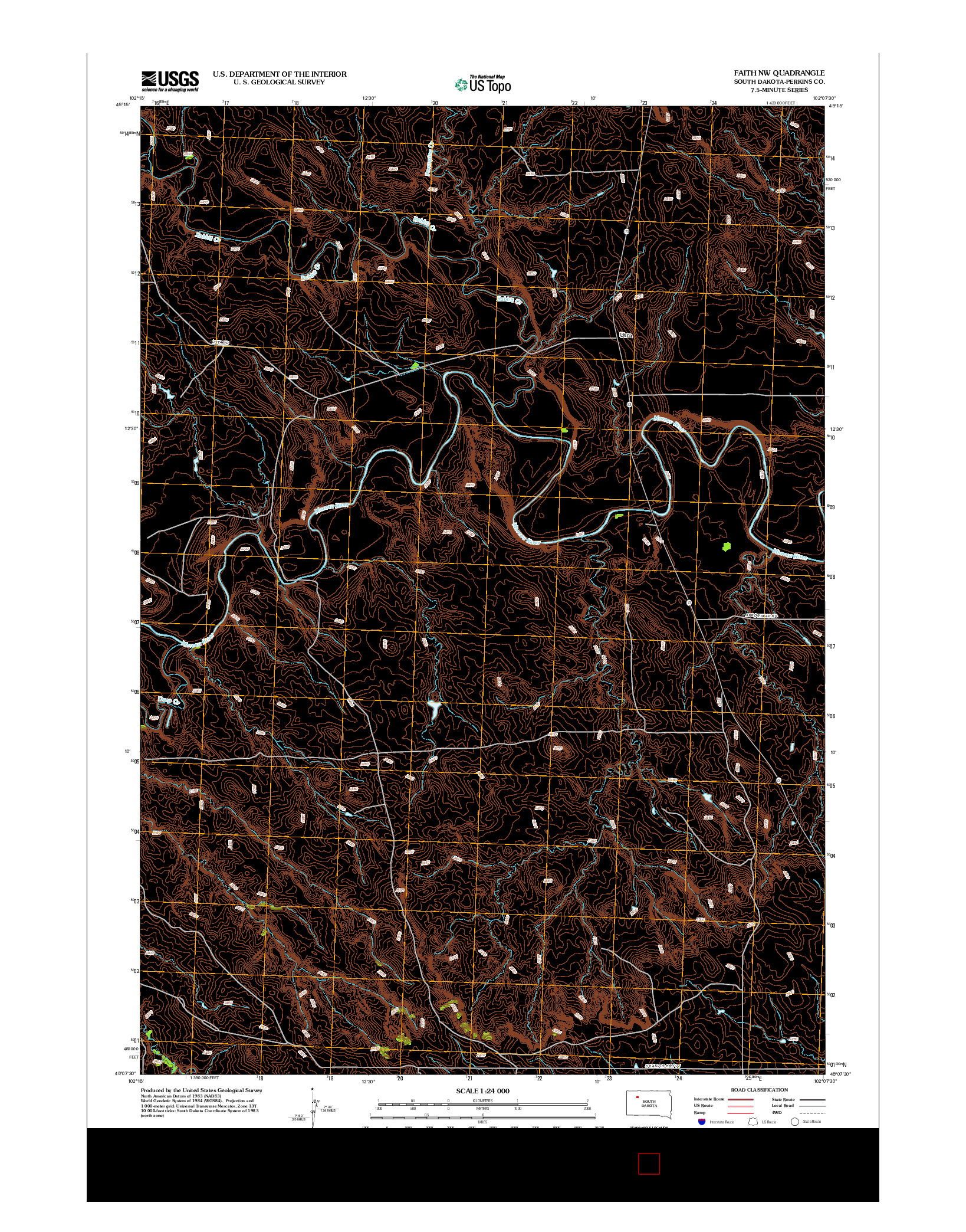 USGS US TOPO 7.5-MINUTE MAP FOR FAITH NW, SD 2012