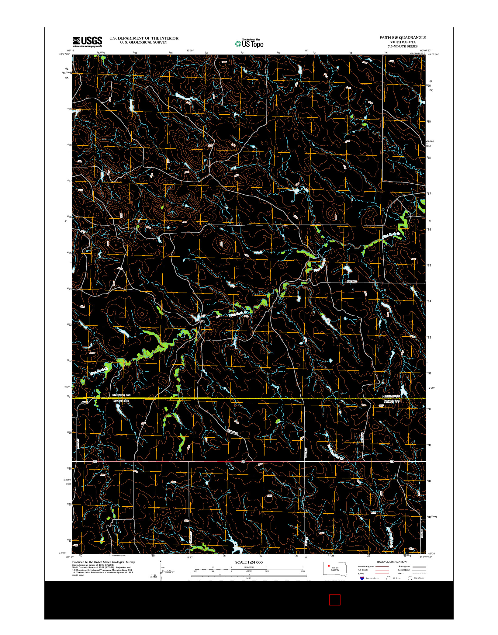 USGS US TOPO 7.5-MINUTE MAP FOR FAITH SW, SD 2012