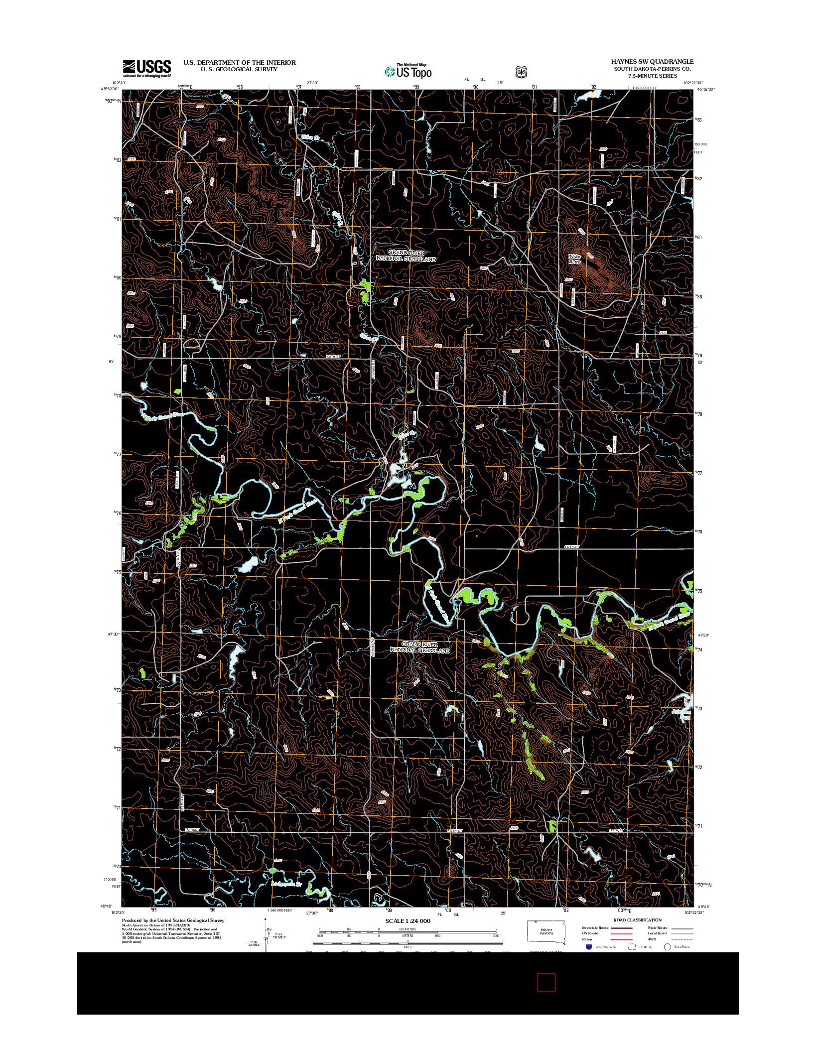 USGS US TOPO 7.5-MINUTE MAP FOR HAYNES SW, SD 2012