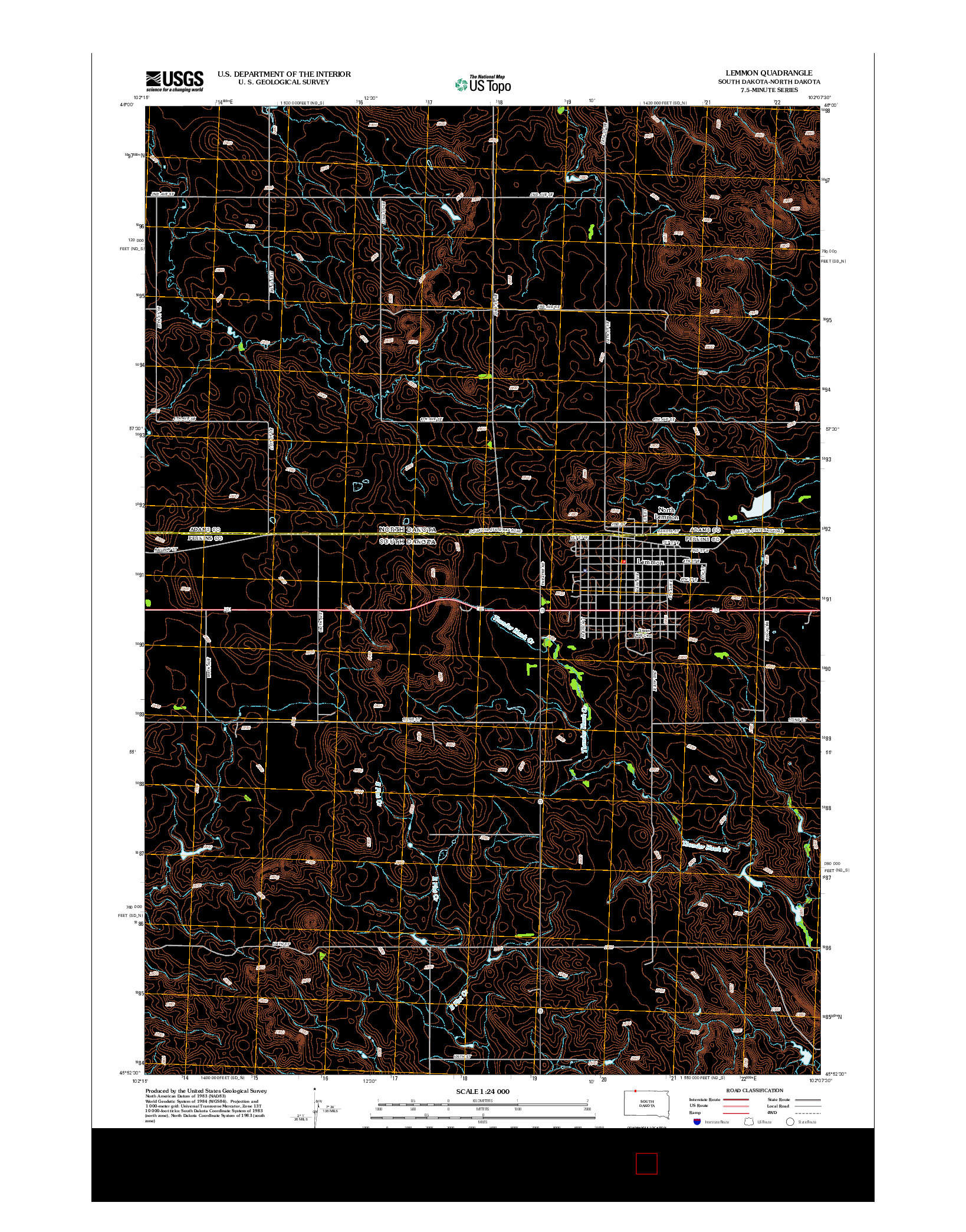 USGS US TOPO 7.5-MINUTE MAP FOR LEMMON, SD-ND 2012