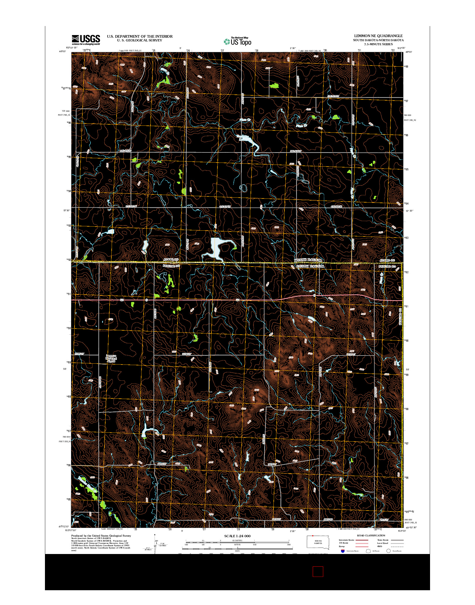 USGS US TOPO 7.5-MINUTE MAP FOR LEMMON NE, SD-ND 2012