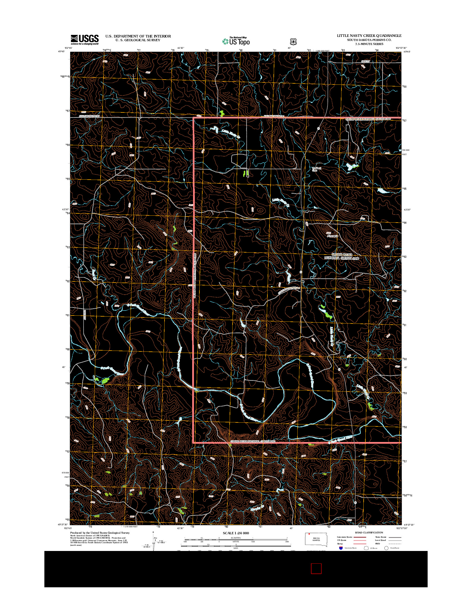 USGS US TOPO 7.5-MINUTE MAP FOR LITTLE NASTY CREEK, SD 2012