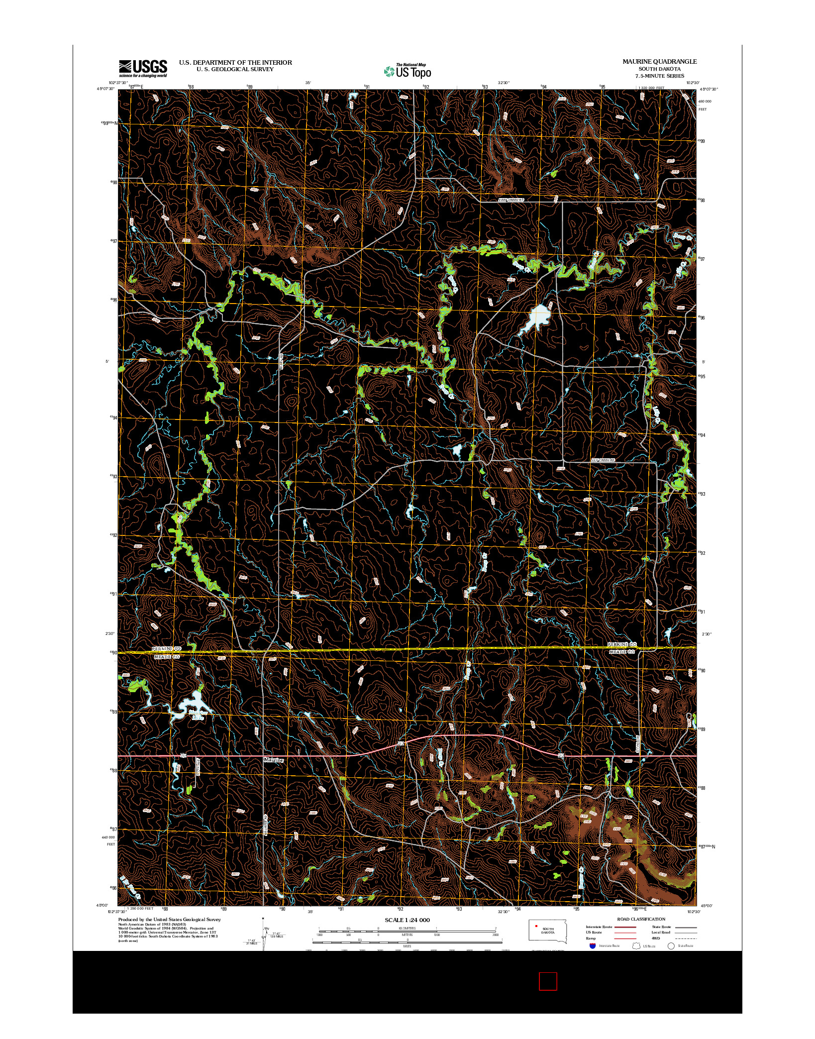USGS US TOPO 7.5-MINUTE MAP FOR MAURINE, SD 2012
