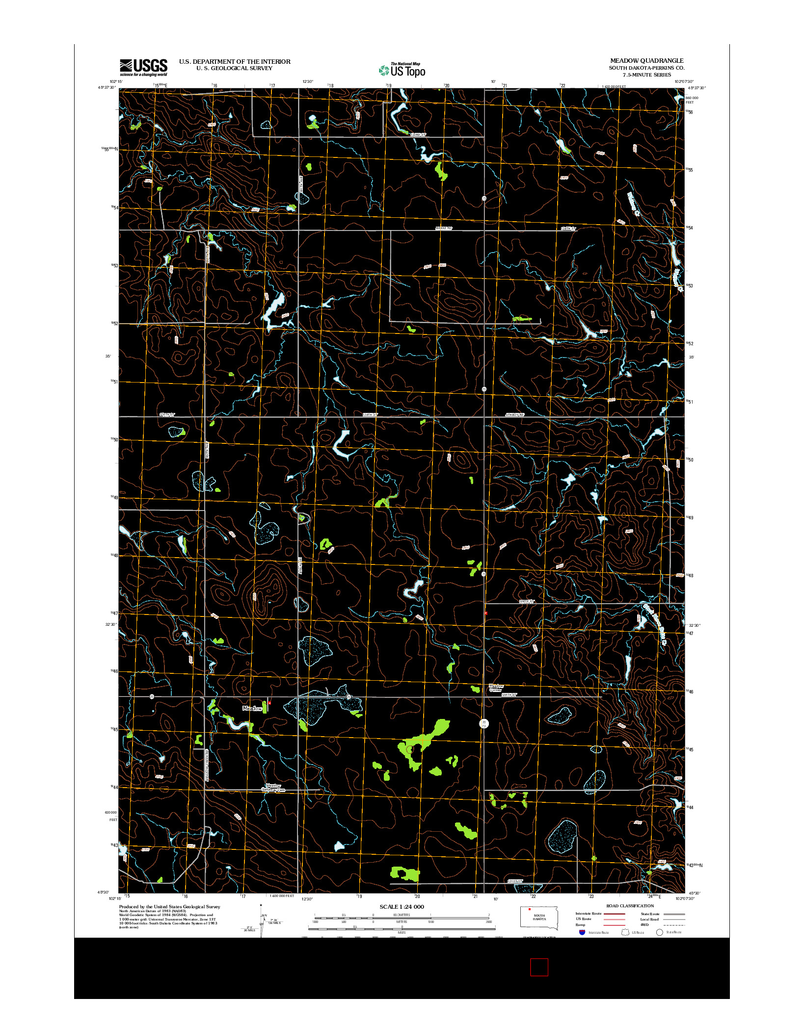 USGS US TOPO 7.5-MINUTE MAP FOR MEADOW, SD 2012