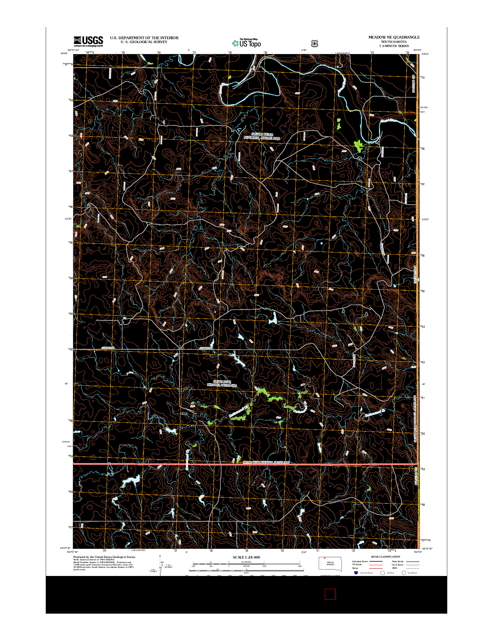 USGS US TOPO 7.5-MINUTE MAP FOR MEADOW NE, SD 2012