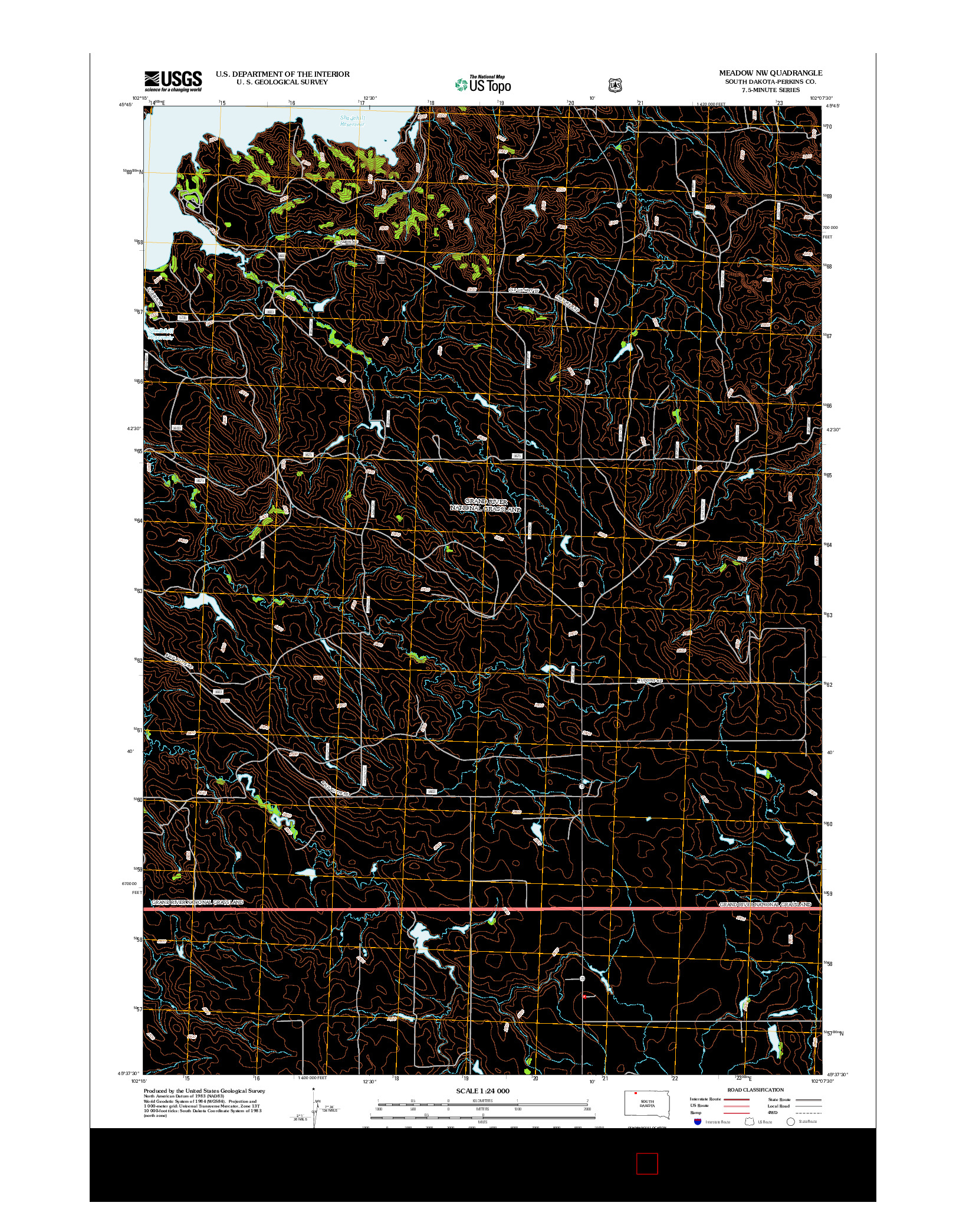 USGS US TOPO 7.5-MINUTE MAP FOR MEADOW NW, SD 2012