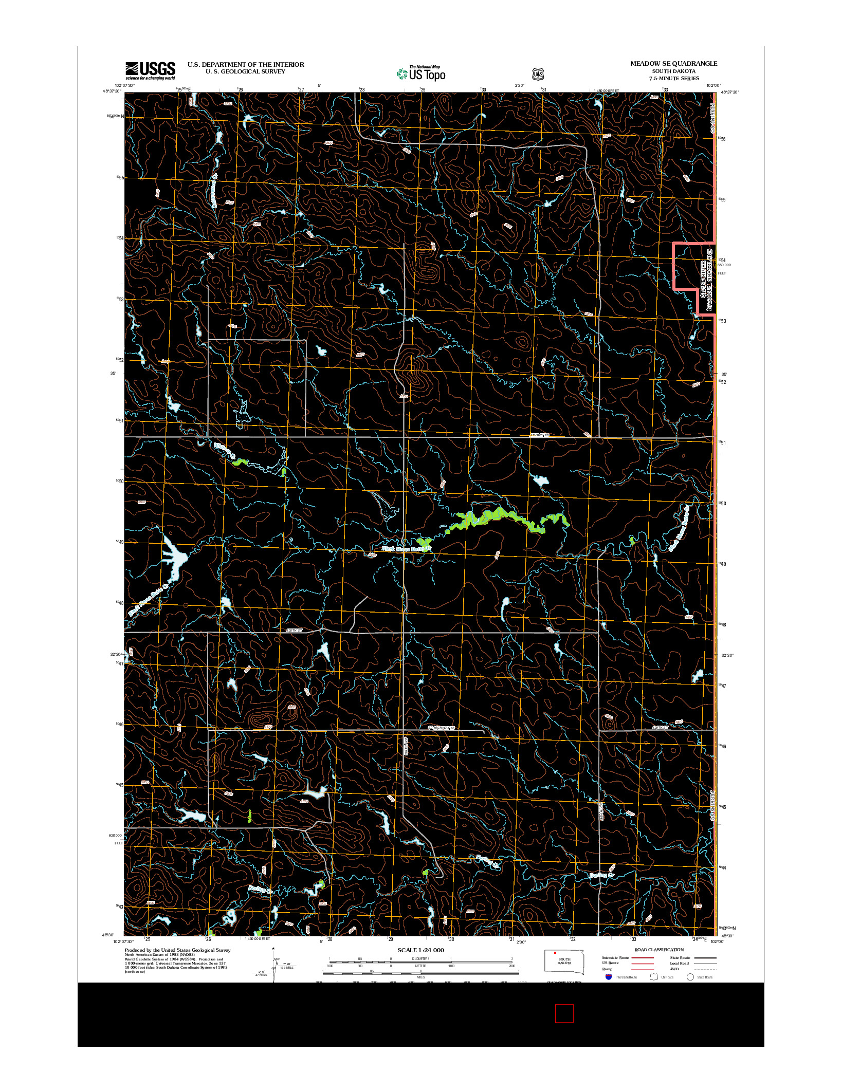 USGS US TOPO 7.5-MINUTE MAP FOR MEADOW SE, SD 2012