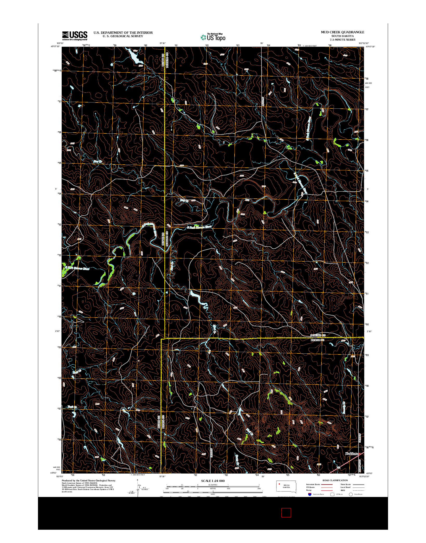 USGS US TOPO 7.5-MINUTE MAP FOR MUD CREEK, SD 2012