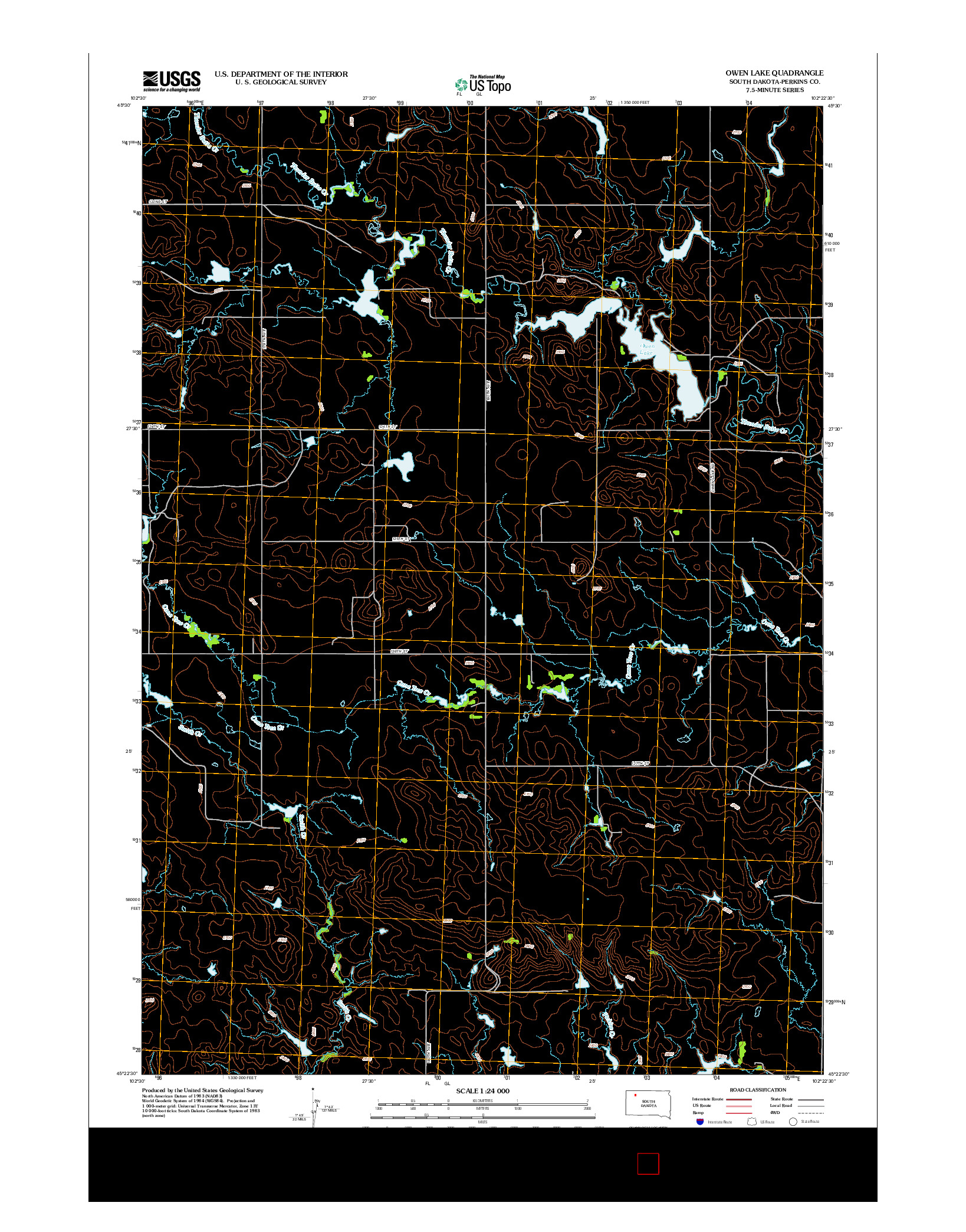 USGS US TOPO 7.5-MINUTE MAP FOR OWEN LAKE, SD 2012