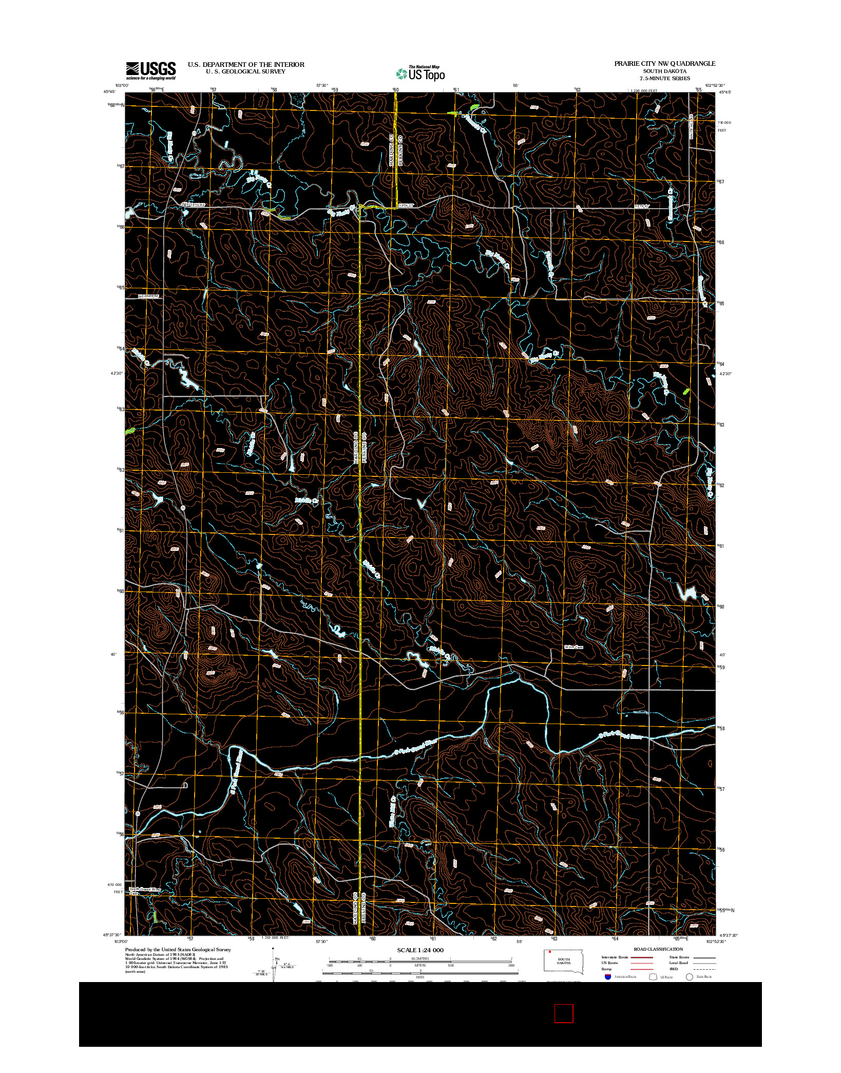 USGS US TOPO 7.5-MINUTE MAP FOR PRAIRIE CITY NW, SD 2012