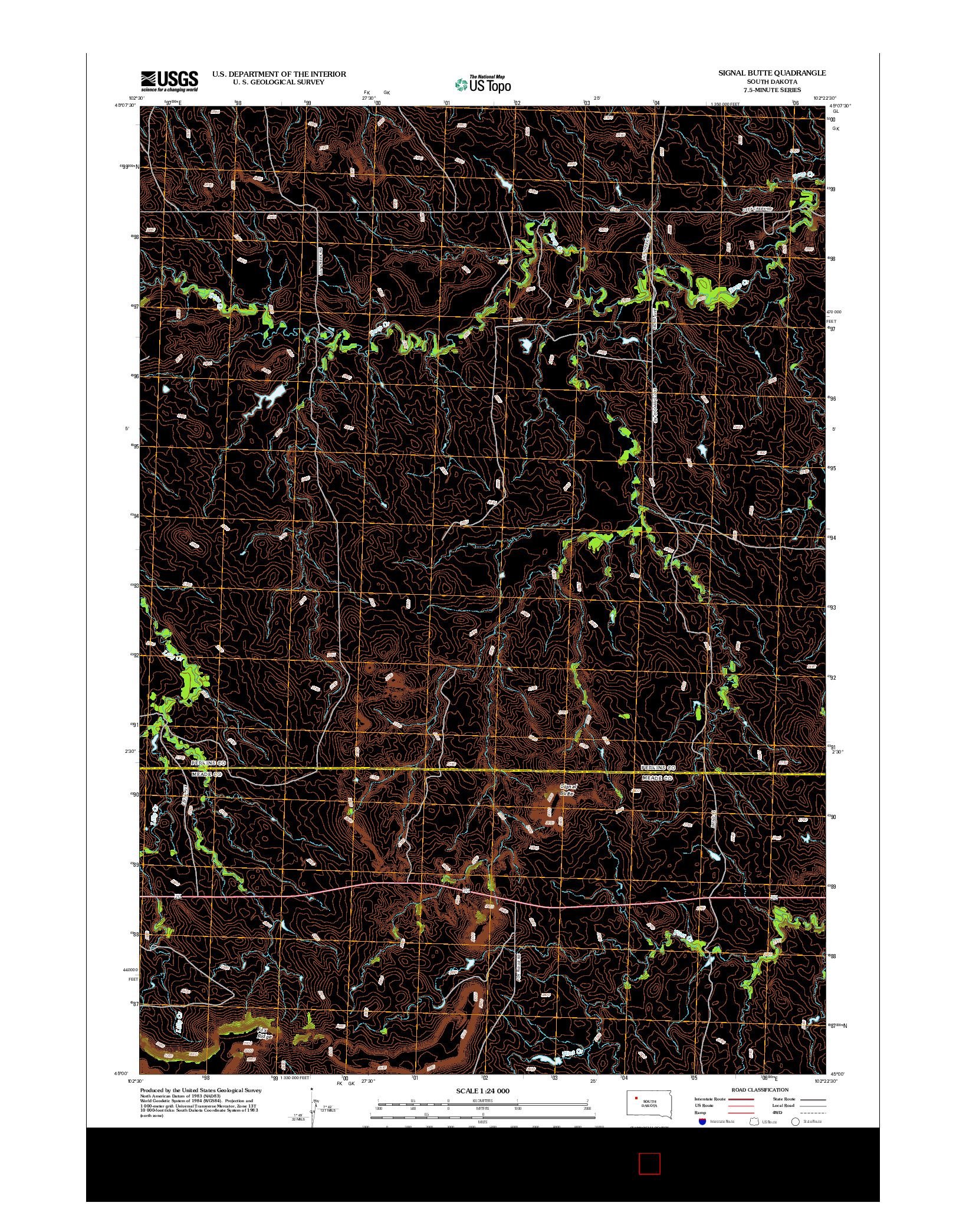 USGS US TOPO 7.5-MINUTE MAP FOR SIGNAL BUTTE, SD 2012