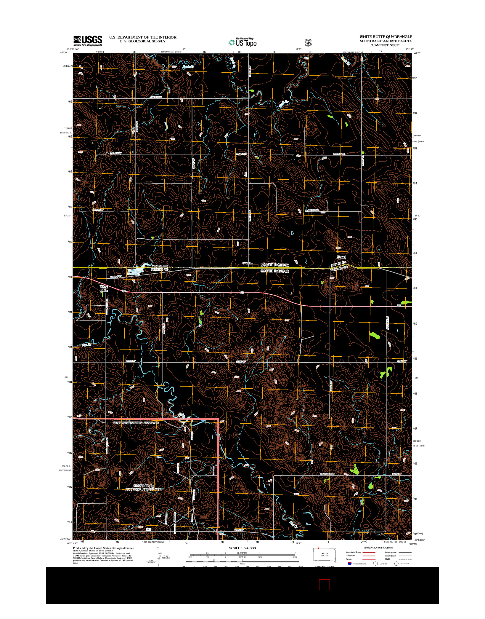 USGS US TOPO 7.5-MINUTE MAP FOR WHITE BUTTE, SD-ND 2012