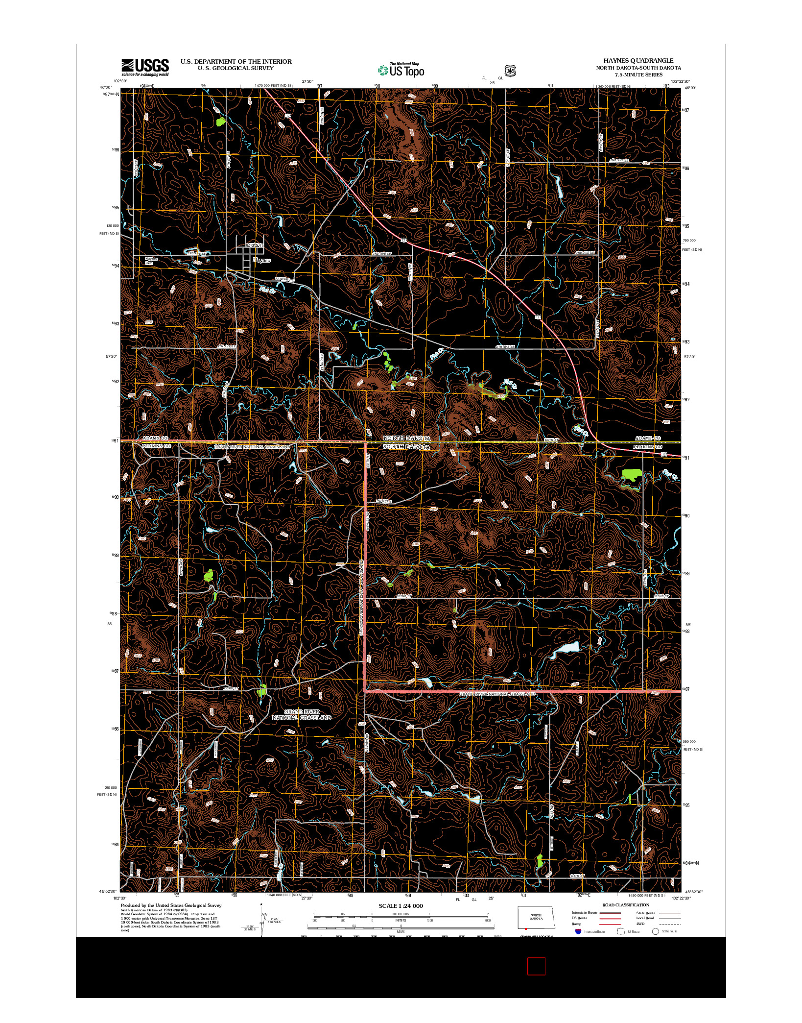 USGS US TOPO 7.5-MINUTE MAP FOR HAYNES, ND-SD 2012