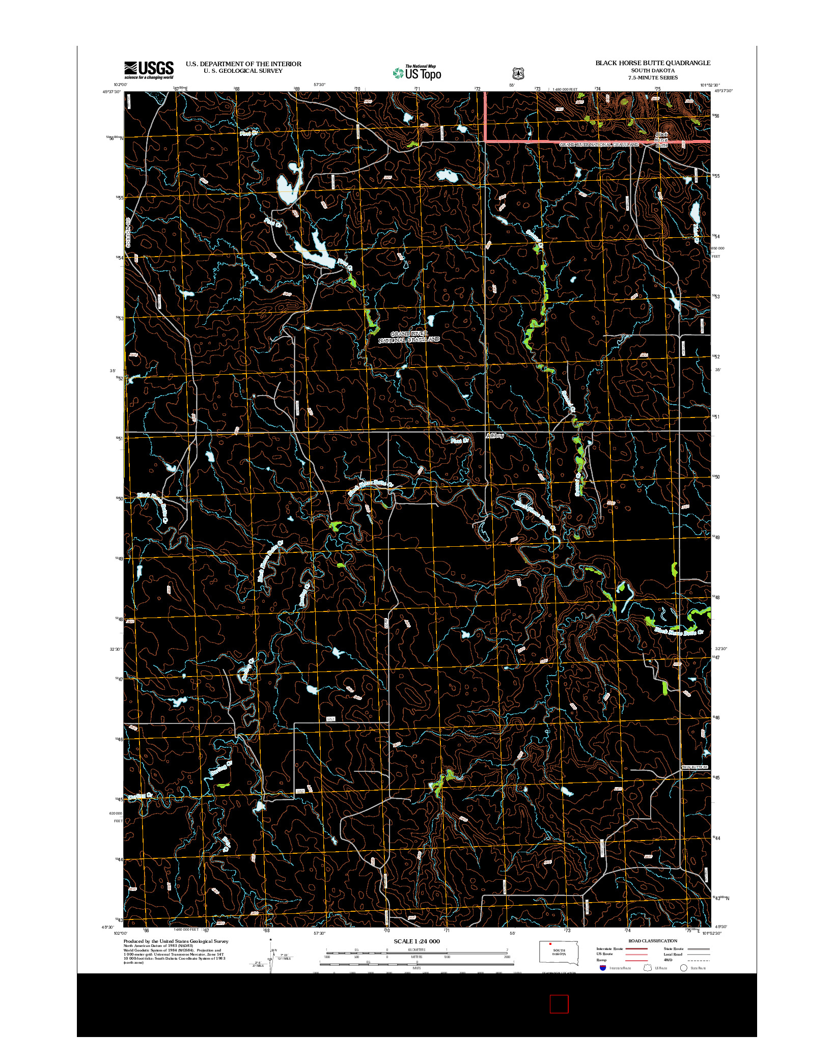 USGS US TOPO 7.5-MINUTE MAP FOR BLACK HORSE BUTTE, SD 2012
