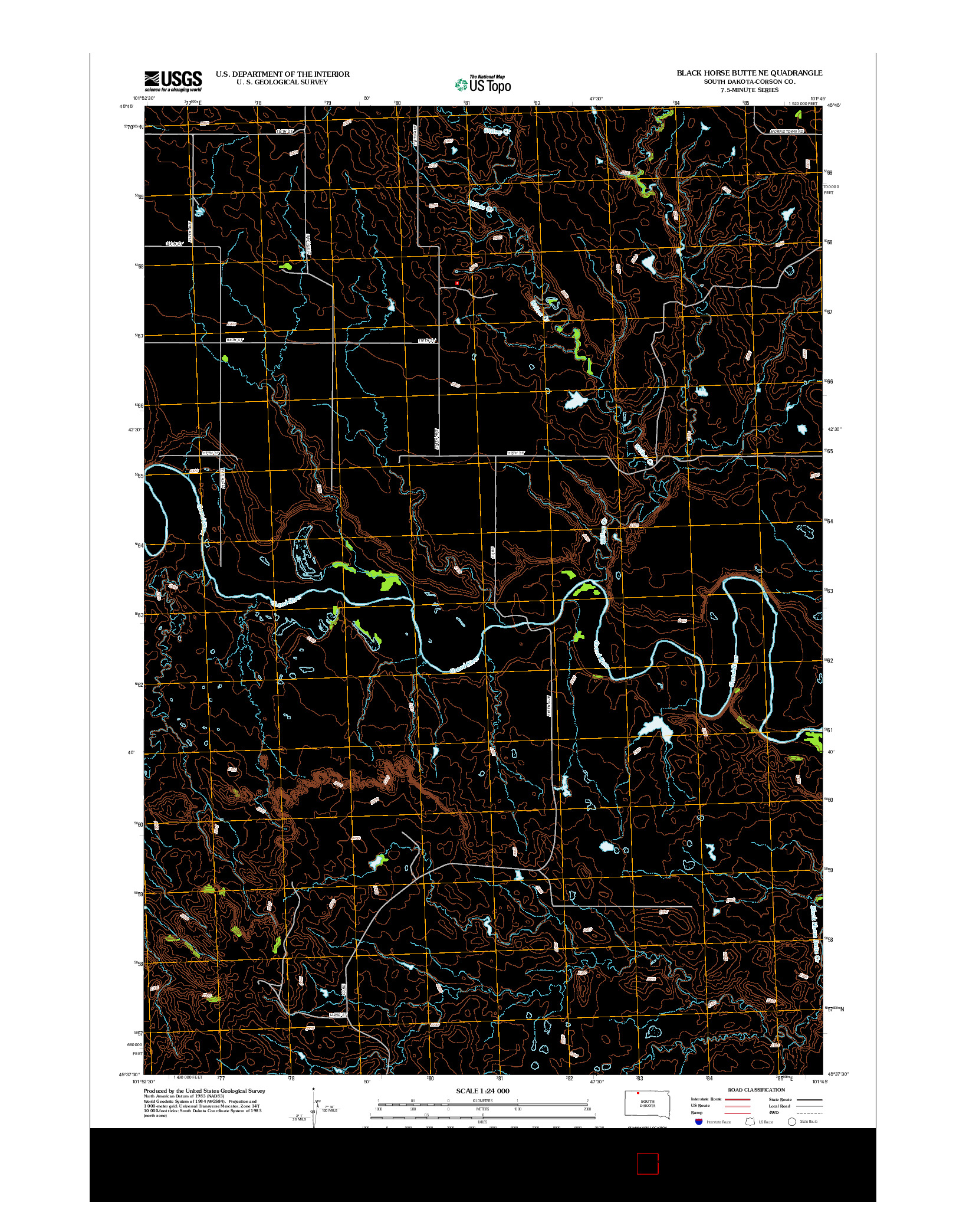 USGS US TOPO 7.5-MINUTE MAP FOR BLACK HORSE BUTTE NE, SD 2012
