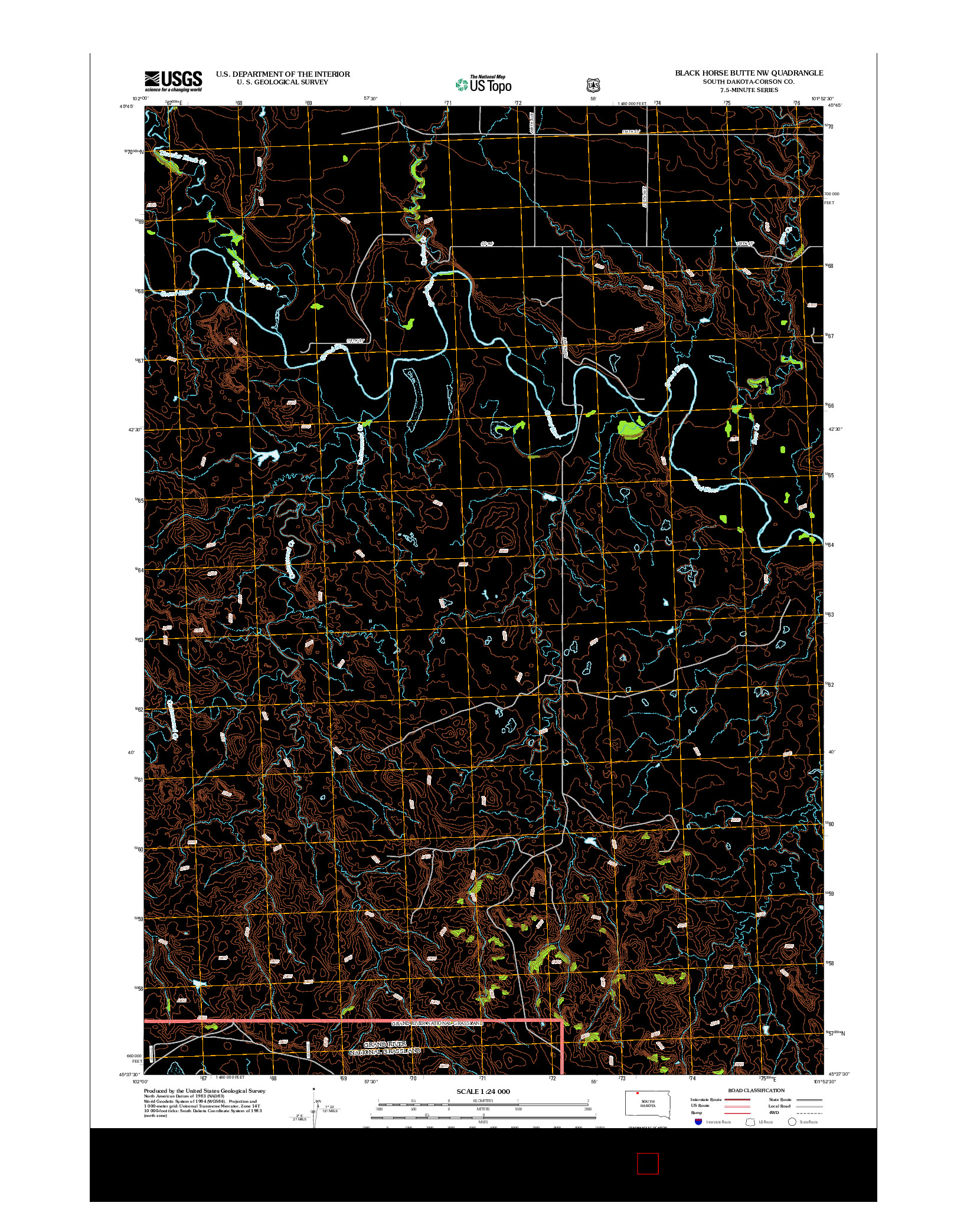 USGS US TOPO 7.5-MINUTE MAP FOR BLACK HORSE BUTTE NW, SD 2012