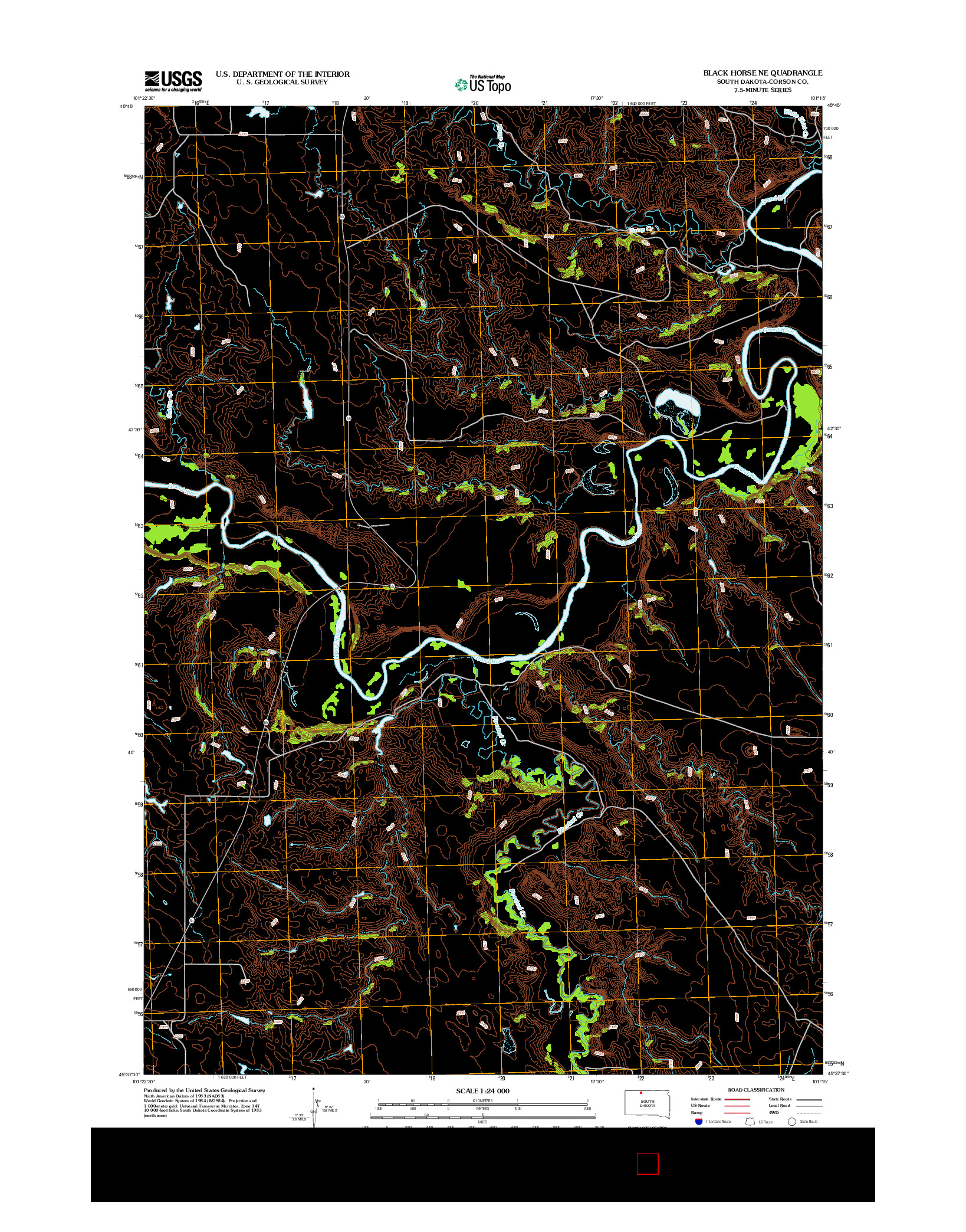USGS US TOPO 7.5-MINUTE MAP FOR BLACK HORSE NE, SD 2012